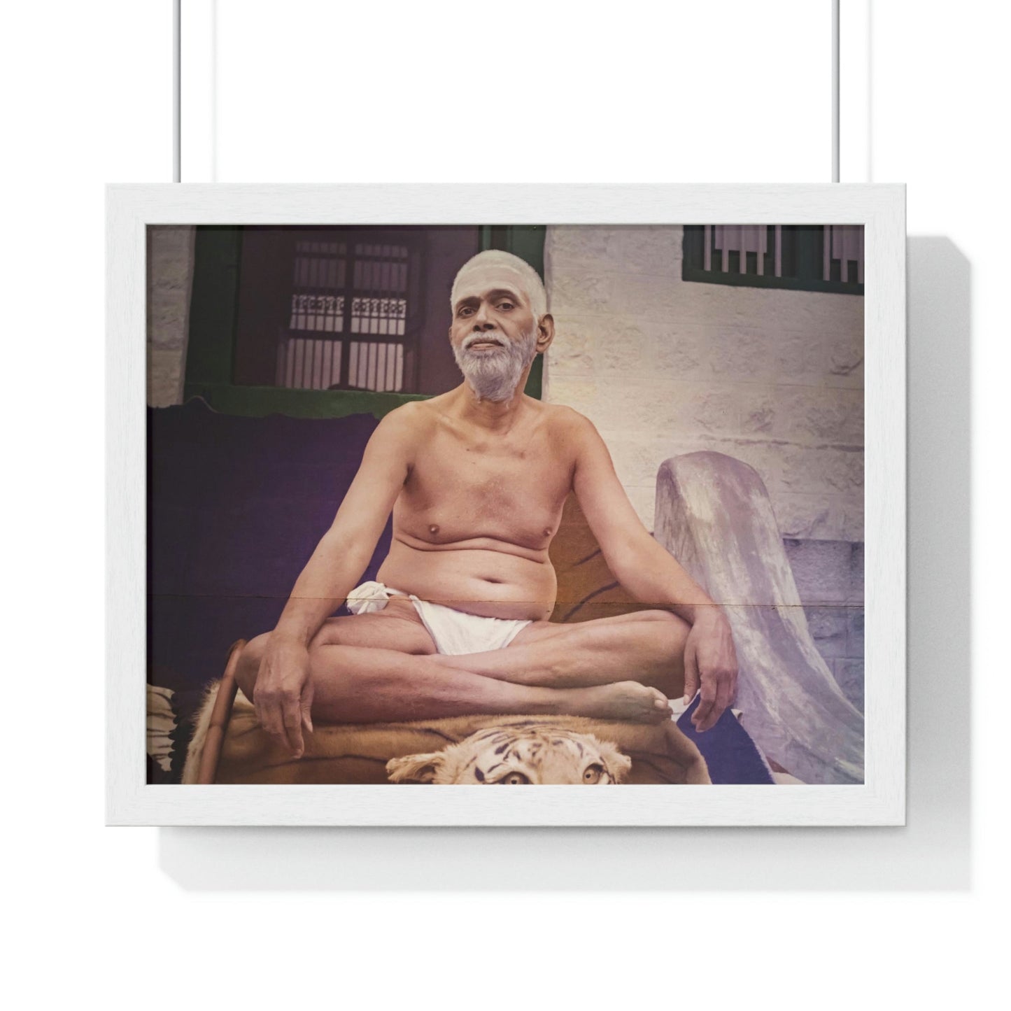 Premium Framed Horizontal poster - Printed in LATVIA - Sri Ramana Maharshi in Ashram of Sri Ramana Maharshi, Tiruvannamalai, Tamil Nadu, INDIA - Green Forest Home