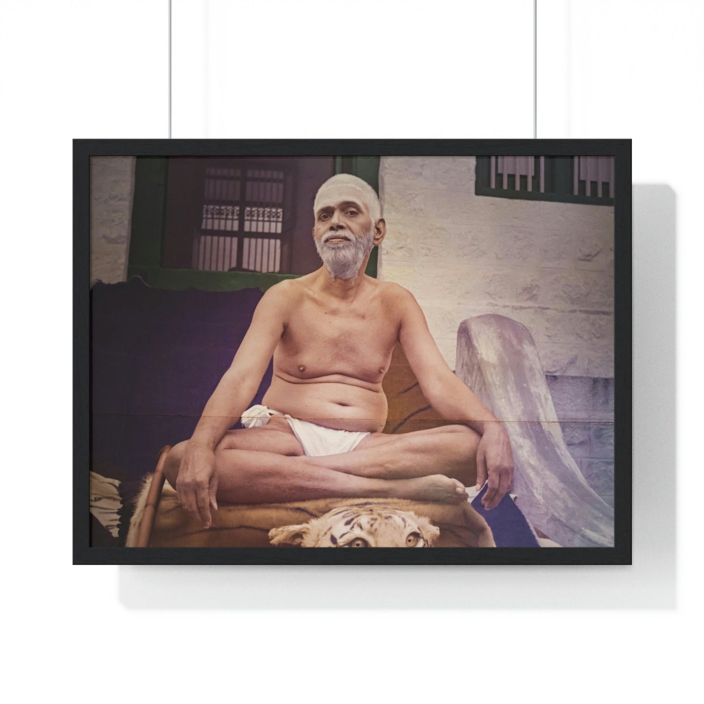 Premium Framed Horizontal poster - Printed in LATVIA - Sri Ramana Maharshi in Ashram of Sri Ramana Maharshi, Tiruvannamalai, Tamil Nadu, INDIA - Green Forest Home