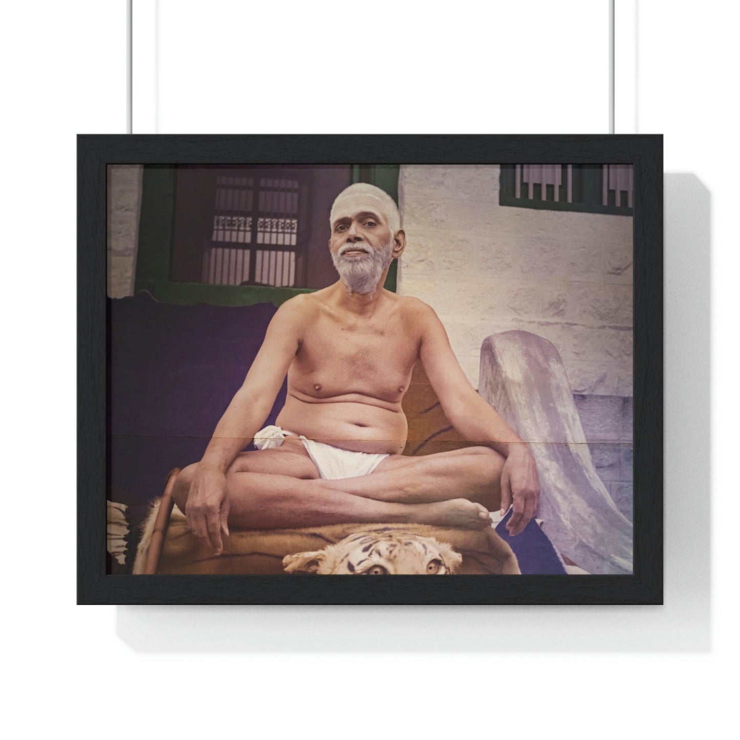 Premium Framed Horizontal poster - Printed in LATVIA - Sri Ramana Maharshi in Ashram of Sri Ramana Maharshi, Tiruvannamalai, Tamil Nadu, INDIA - Green Forest Home