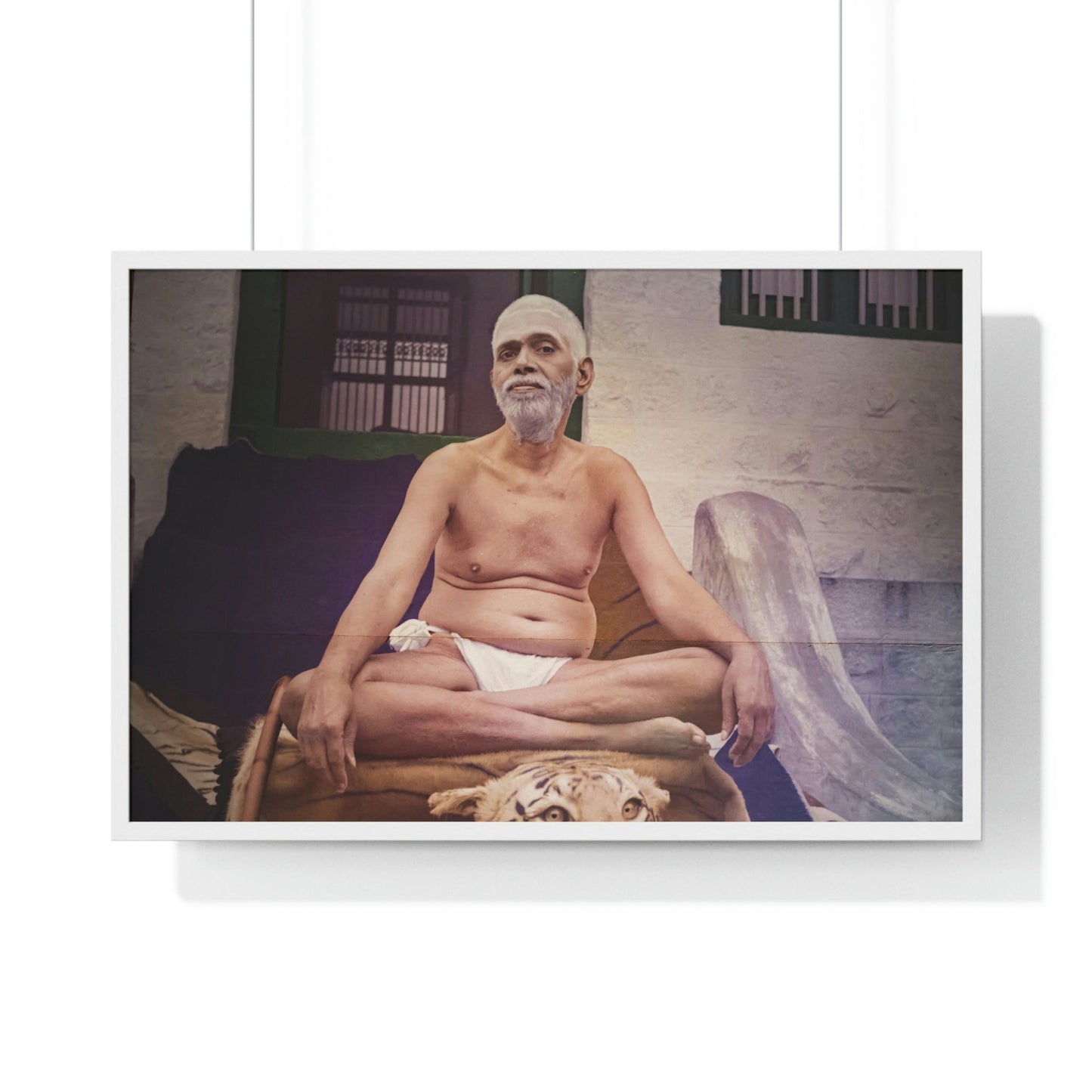 Premium Framed Horizontal poster - Printed in LATVIA - Sri Ramana Maharshi in Ashram of Sri Ramana Maharshi, Tiruvannamalai, Tamil Nadu, INDIA - Green Forest Home