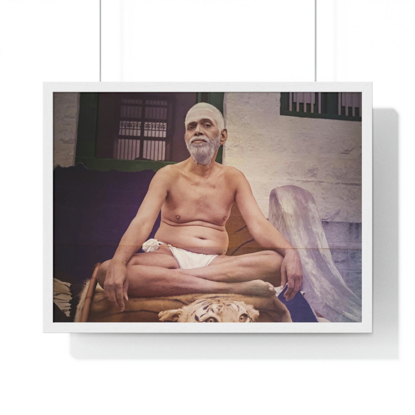 Premium Framed Horizontal poster - Printed in LATVIA - Sri Ramana Maharshi in Ashram of Sri Ramana Maharshi, Tiruvannamalai, Tamil Nadu, INDIA - Green Forest Home