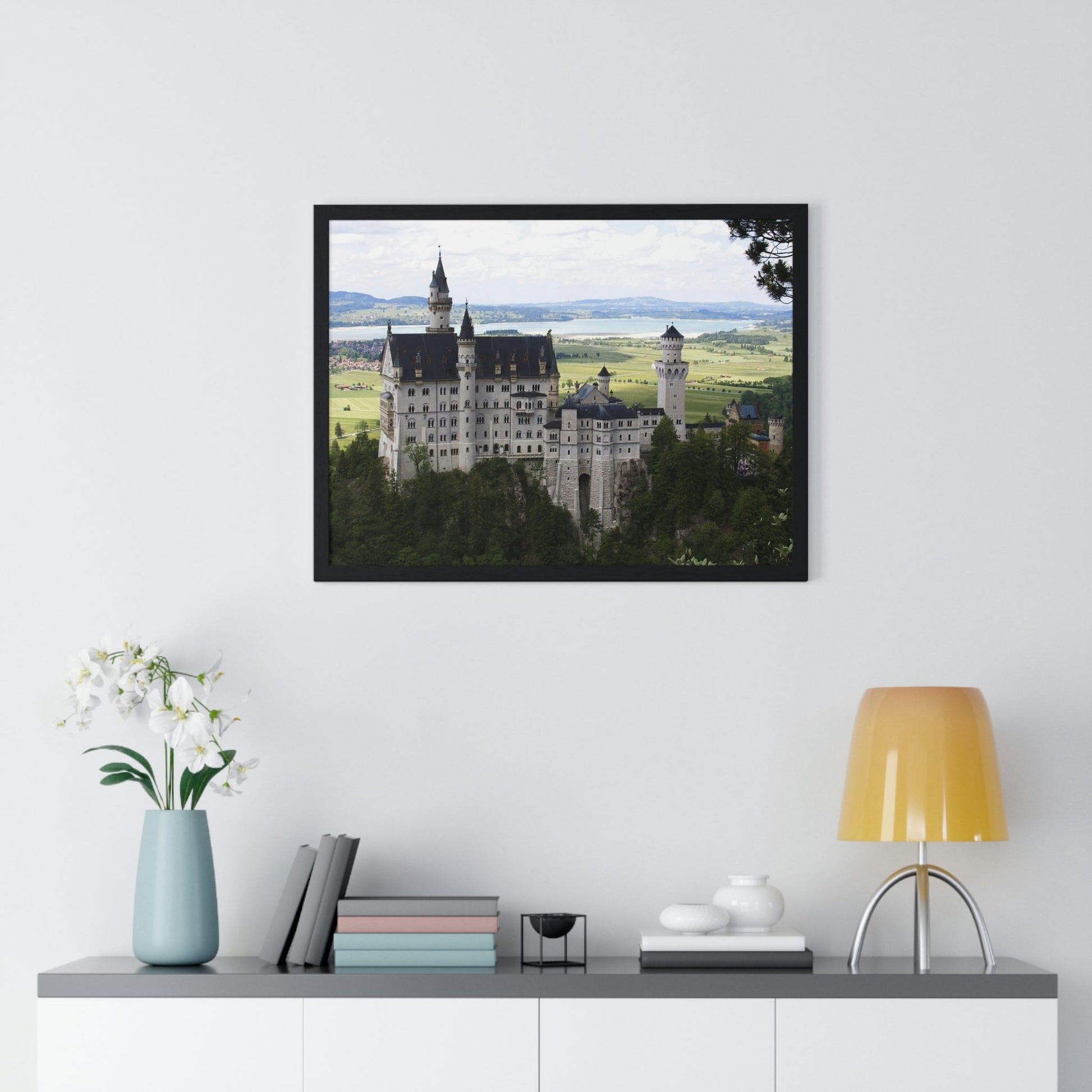 Premium Framed Horizontal Poster - Printed in LATVIA - The Impressive Castle of Ludwig II of Bavaria, Neuschwanstein - GERMANY - EUROPE - Green Forest Home