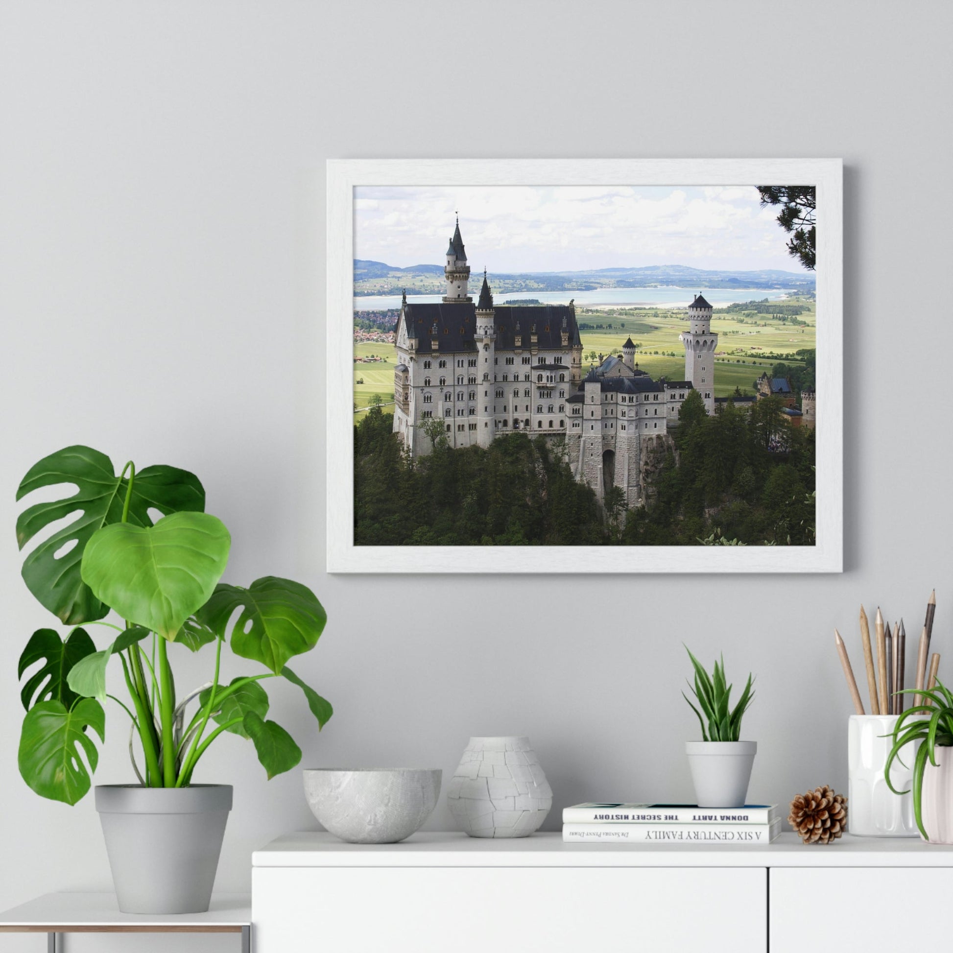 Premium Framed Horizontal Poster - Printed in LATVIA - The Impressive Castle of Ludwig II of Bavaria, Neuschwanstein - GERMANY - EUROPE - Green Forest Home