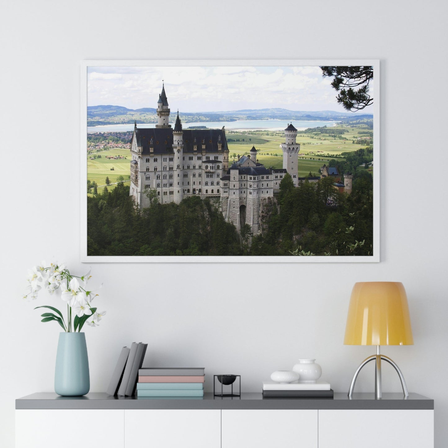 Premium Framed Horizontal Poster - Printed in LATVIA - The Impressive Castle of Ludwig II of Bavaria, Neuschwanstein - GERMANY - EUROPE - Green Forest Home