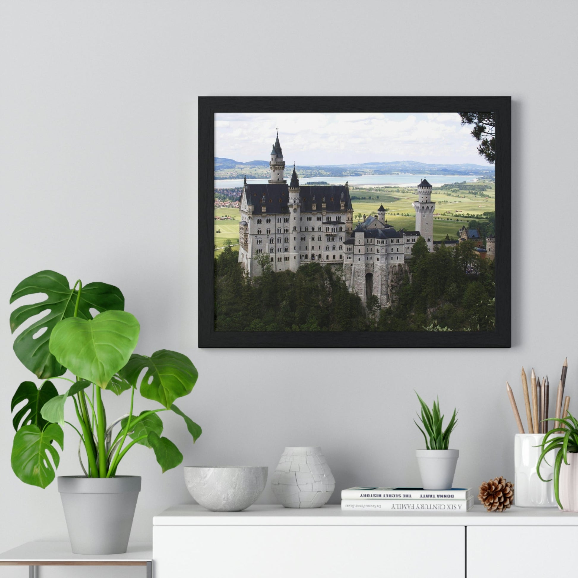 Premium Framed Horizontal Poster - Printed in LATVIA - The Impressive Castle of Ludwig II of Bavaria, Neuschwanstein - GERMANY - EUROPE - Green Forest Home