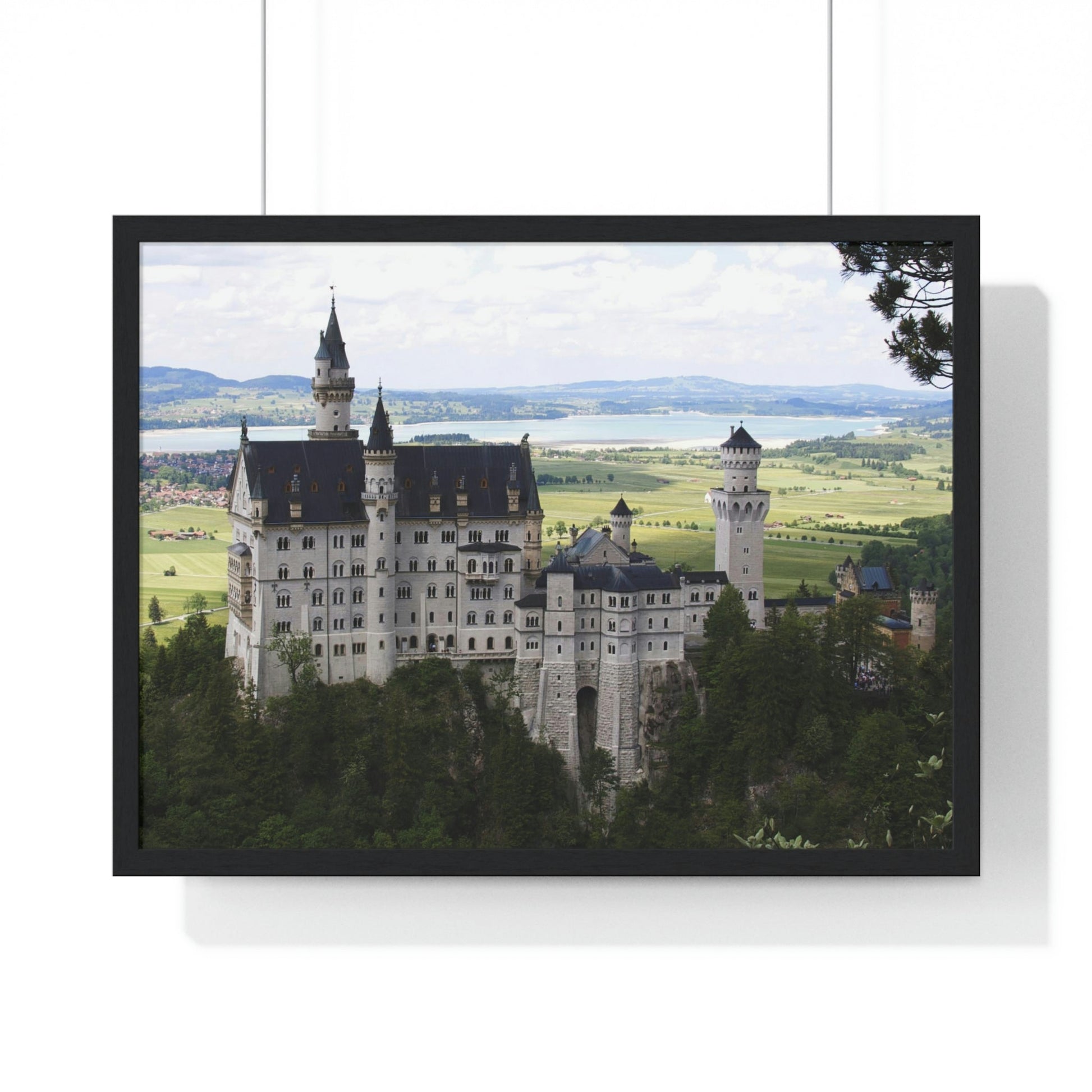 Premium Framed Horizontal Poster - Printed in LATVIA - The Impressive Castle of Ludwig II of Bavaria, Neuschwanstein - GERMANY - EUROPE - Green Forest Home