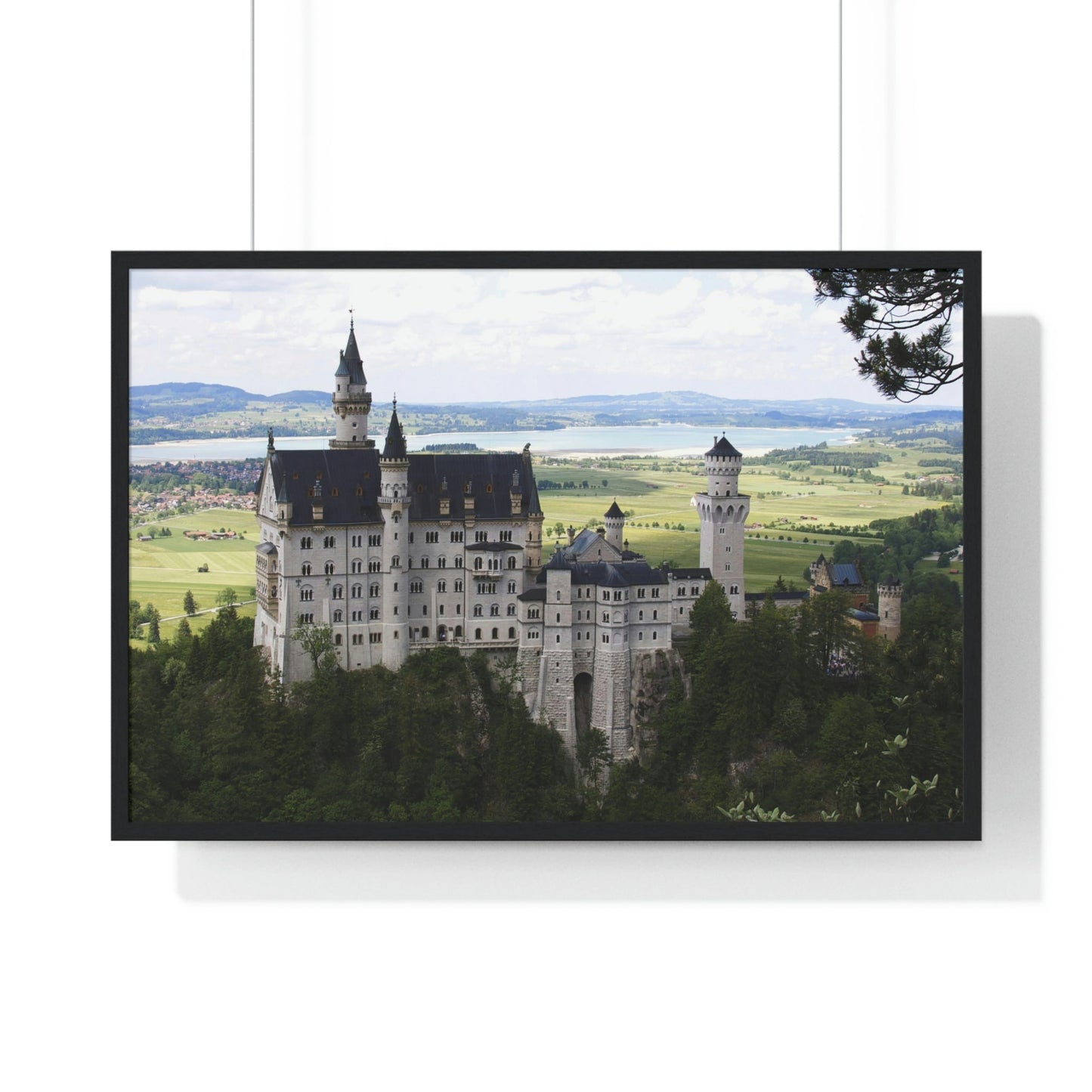 Premium Framed Horizontal Poster - Printed in LATVIA - The Impressive Castle of Ludwig II of Bavaria, Neuschwanstein - GERMANY - EUROPE - Green Forest Home