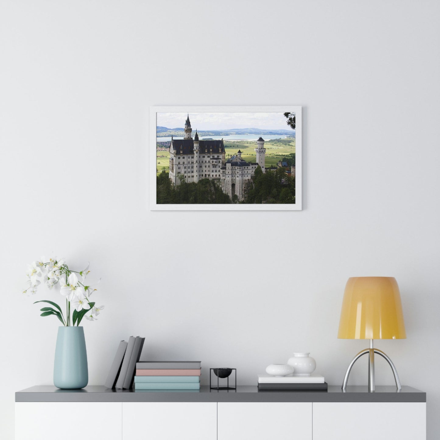 Premium Framed Horizontal Poster - Printed in LATVIA - The Impressive Castle of Ludwig II of Bavaria, Neuschwanstein - GERMANY - EUROPE - Green Forest Home