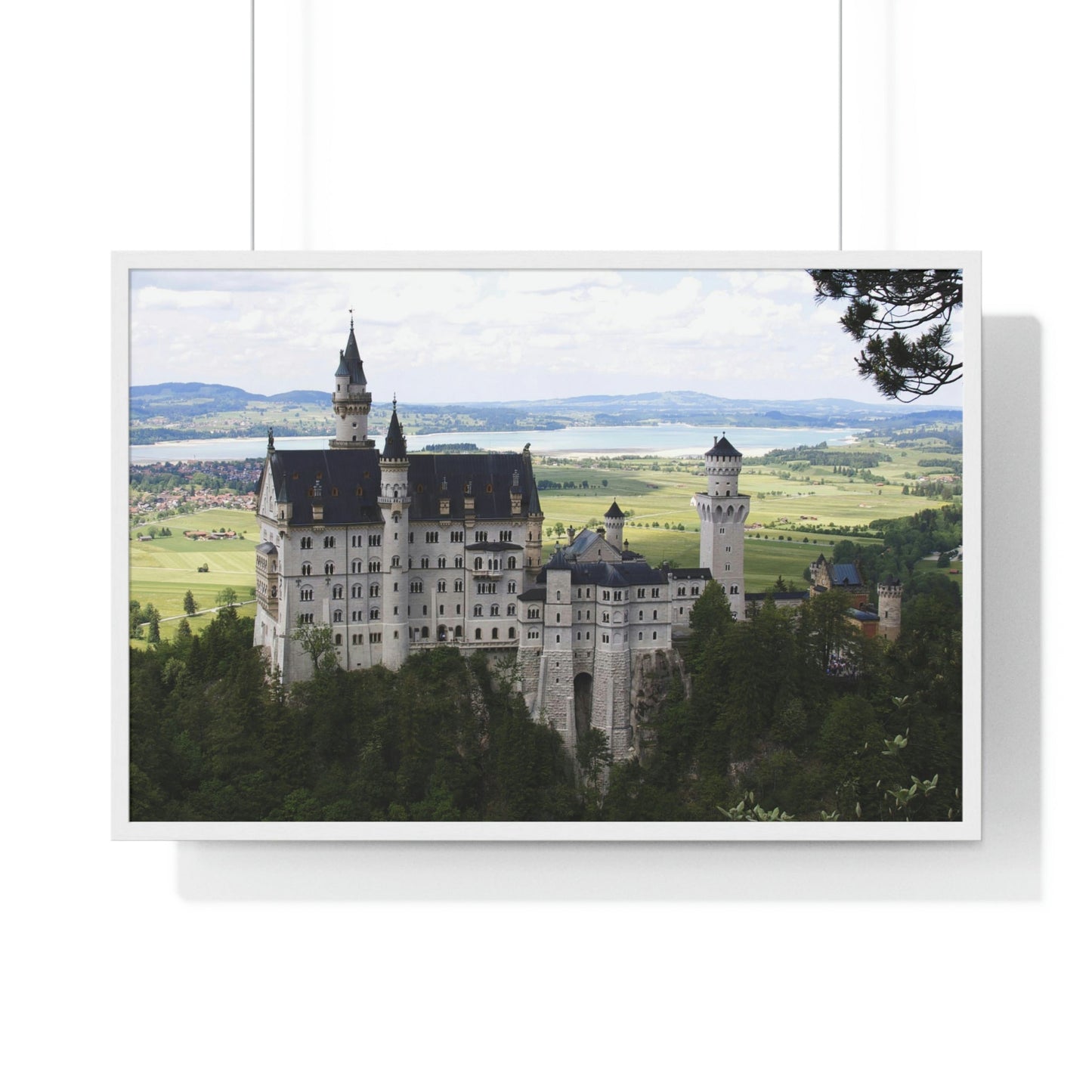 Premium Framed Horizontal Poster - Printed in LATVIA - The Impressive Castle of Ludwig II of Bavaria, Neuschwanstein - GERMANY - EUROPE - Green Forest Home