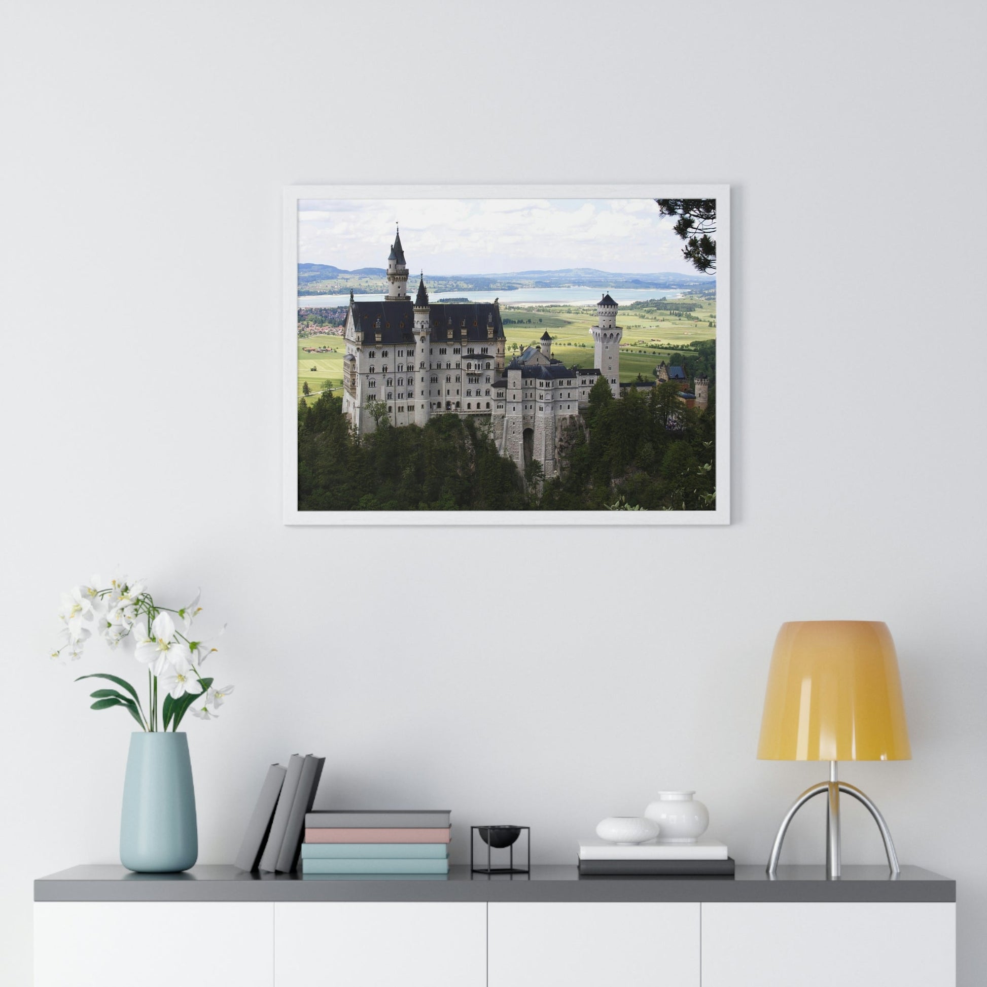 Premium Framed Horizontal Poster - Printed in LATVIA - The Impressive Castle of Ludwig II of Bavaria, Neuschwanstein - GERMANY - EUROPE - Green Forest Home