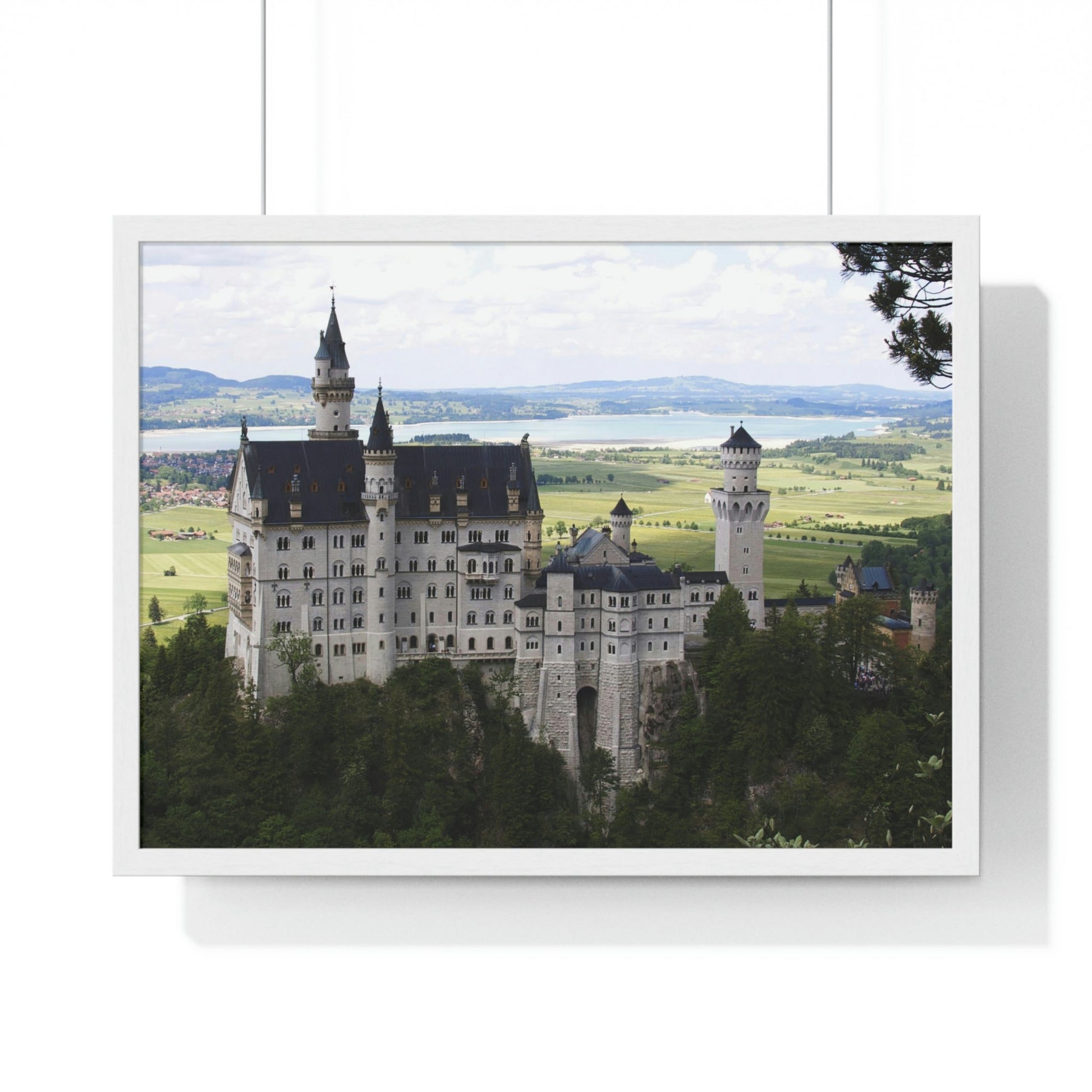 Premium Framed Horizontal Poster - Printed in LATVIA - The Impressive Castle of Ludwig II of Bavaria, Neuschwanstein - GERMANY - EUROPE - Green Forest Home