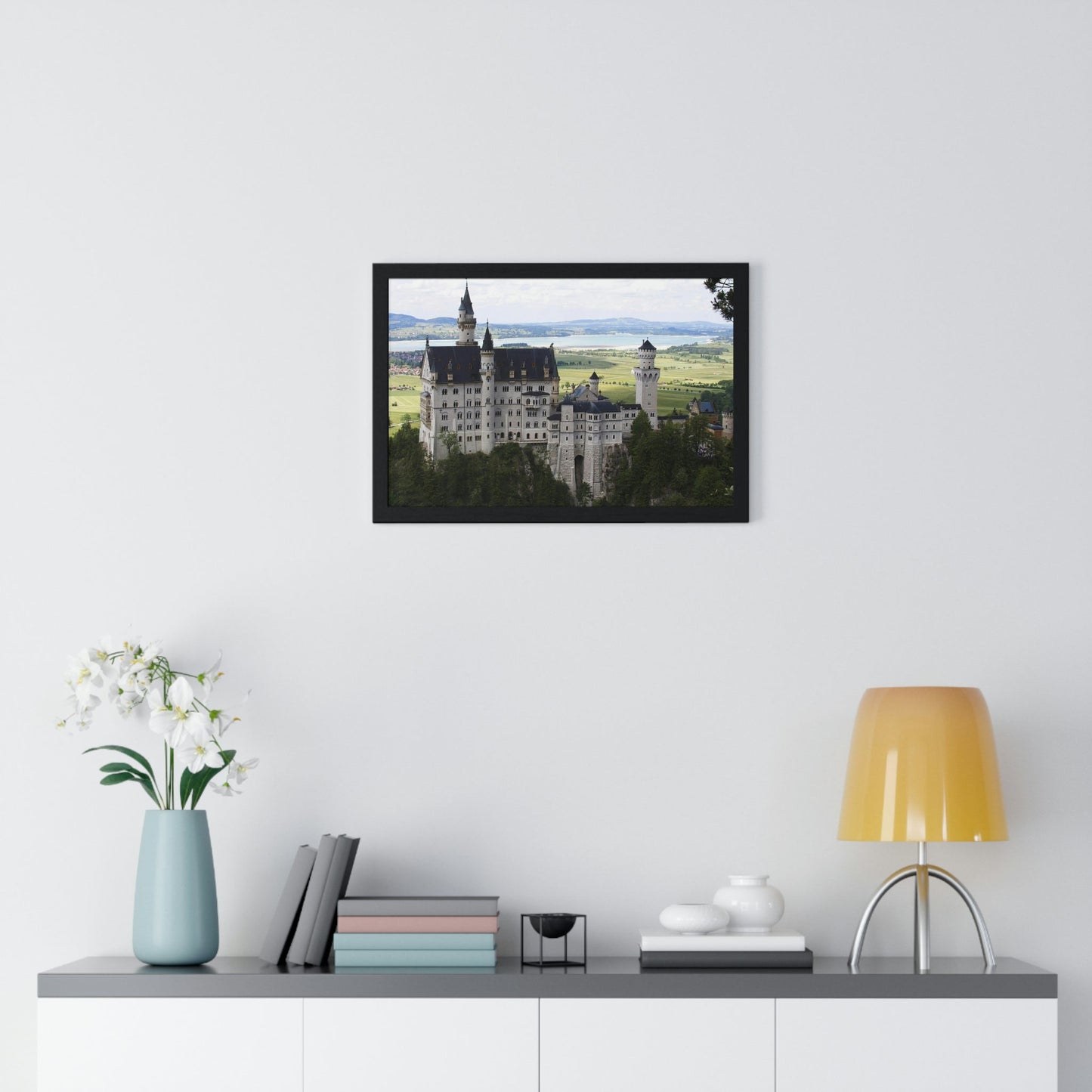 Premium Framed Horizontal Poster - Printed in LATVIA - The Impressive Castle of Ludwig II of Bavaria, Neuschwanstein - GERMANY - EUROPE - Green Forest Home