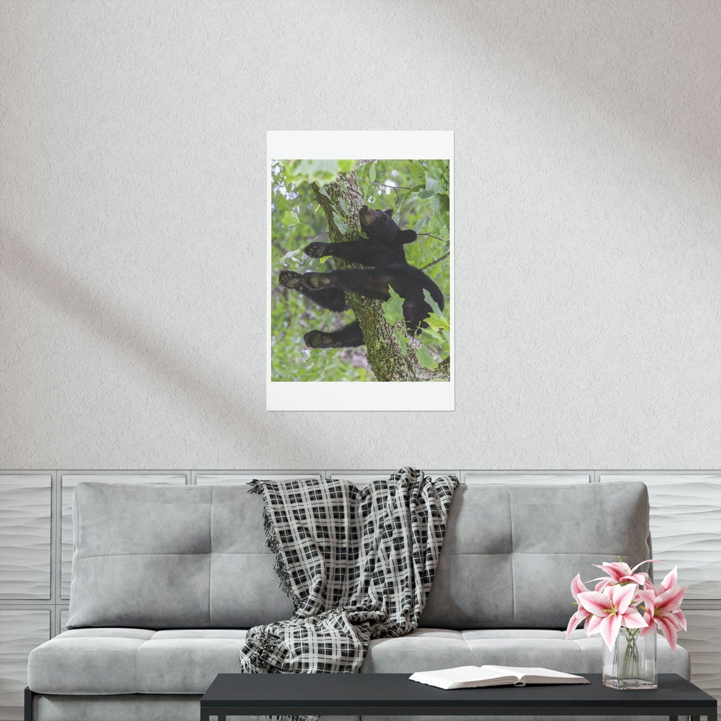 Premium Matte vertical posters - Happy bear in branch in Smoky Mountain National Park in Summer in Mountain National Park (SMNP) USA - Green Forest Home