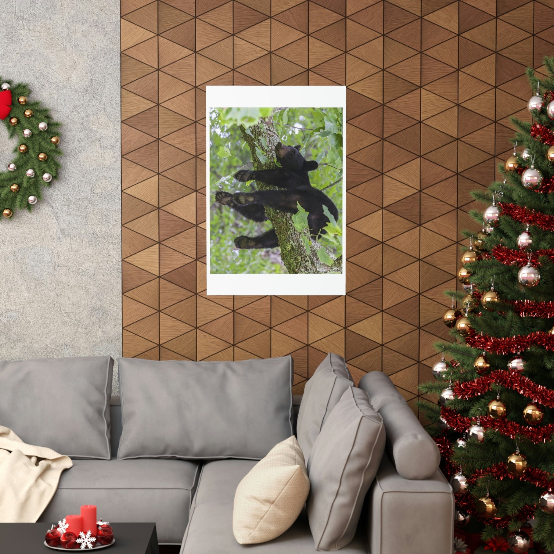 Premium Matte vertical posters - Happy bear in branch in Smoky Mountain National Park in Summer in Mountain National Park (SMNP) USA - Green Forest Home