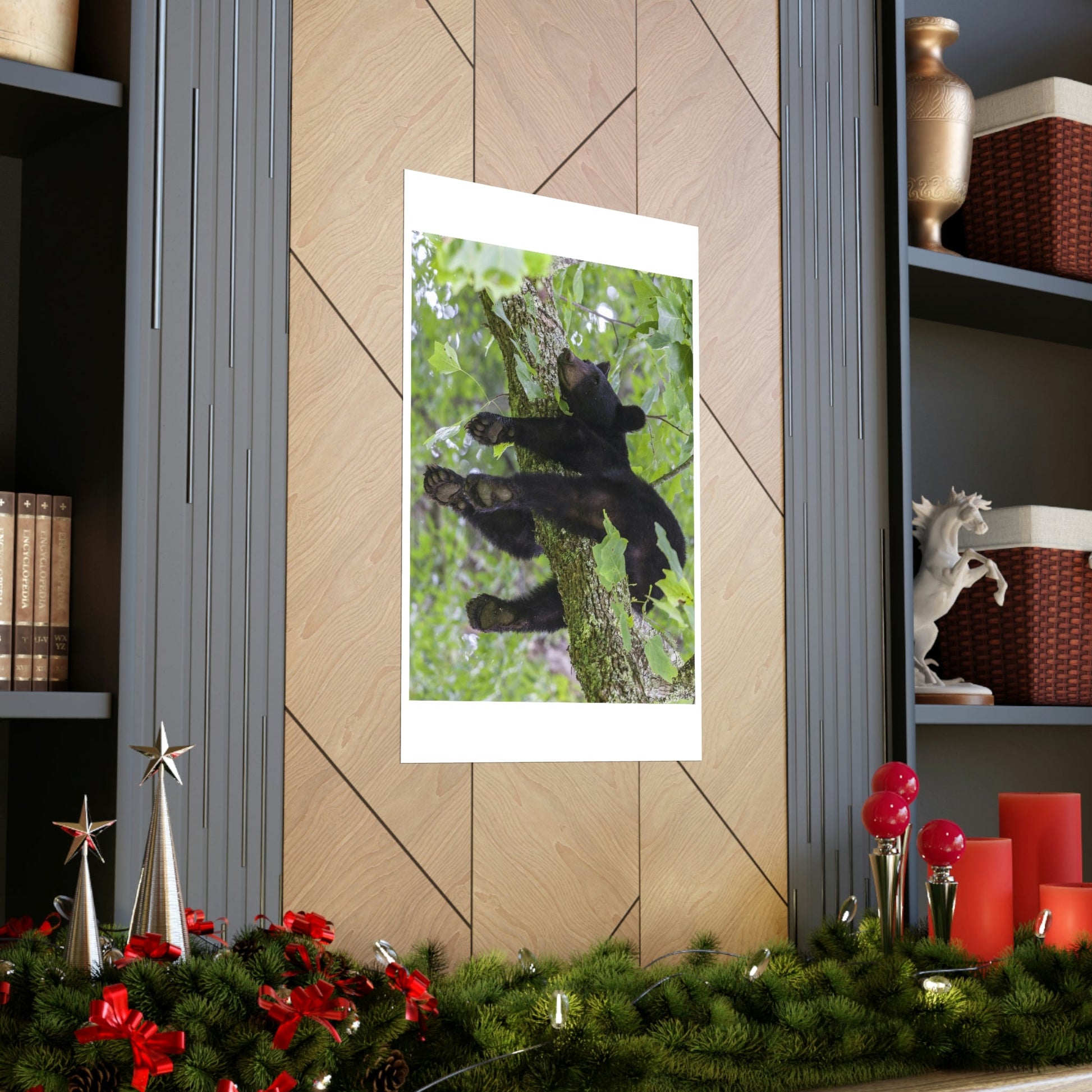 Premium Matte vertical posters - Happy bear in branch in Smoky Mountain National Park in Summer in Mountain National Park (SMNP) USA - Green Forest Home