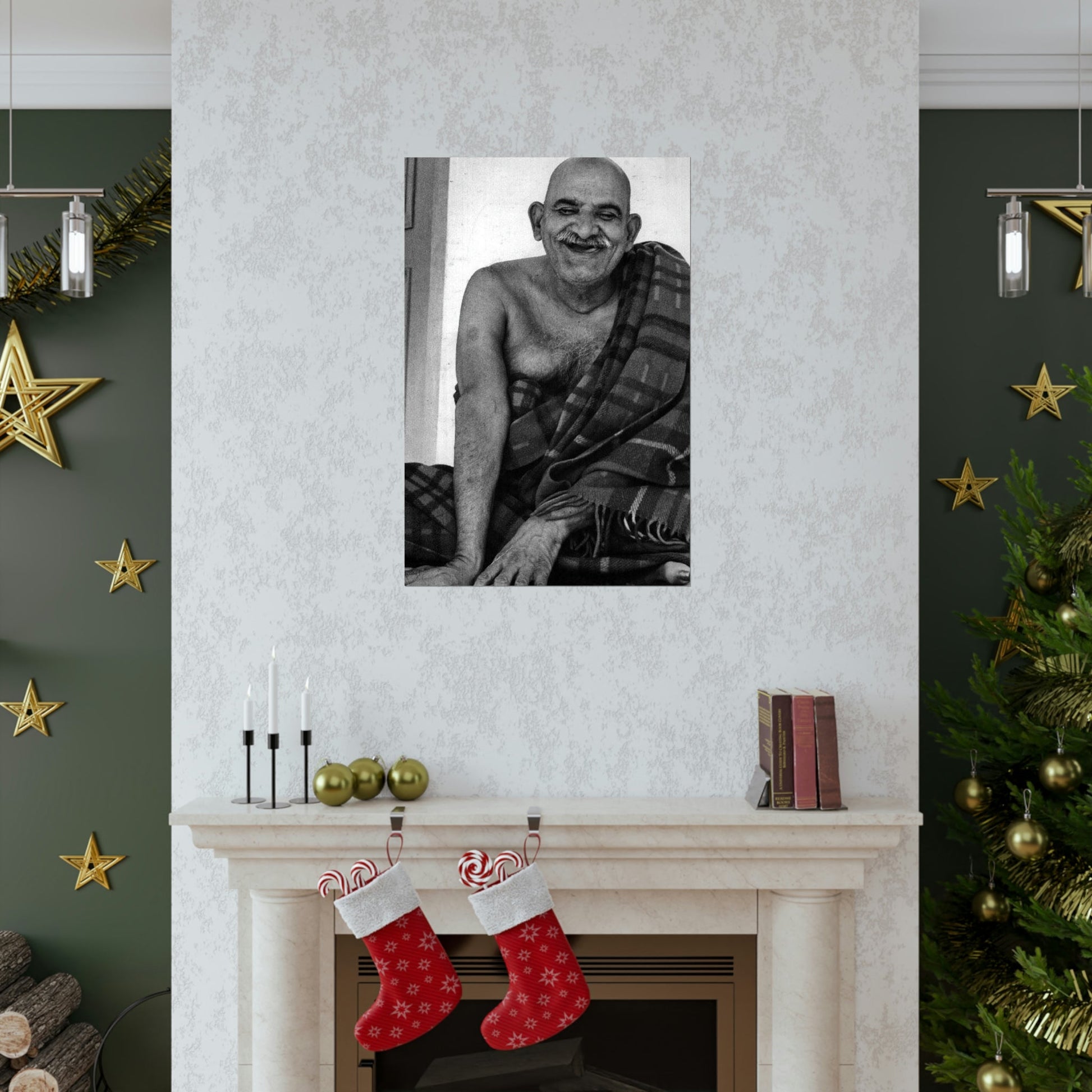 Premium Matte vertical posters - Neem Karoli Baba Hindu Saint - "Love all men as God, even if they hurt you or shame you." - Green Forest Home