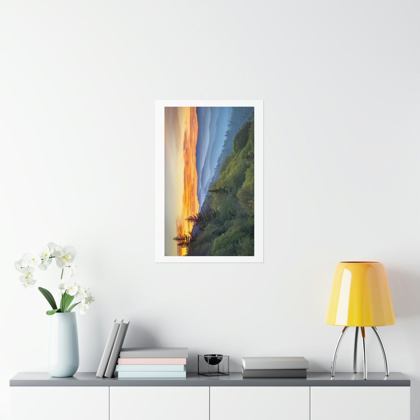 Premium Matte vertical posters - Scenic Sunrise Landscape at Oconaluftee Overlook in Smoky Mountain National Park in Summer in Mountain National Park (SMNP) USA - Green Forest Home