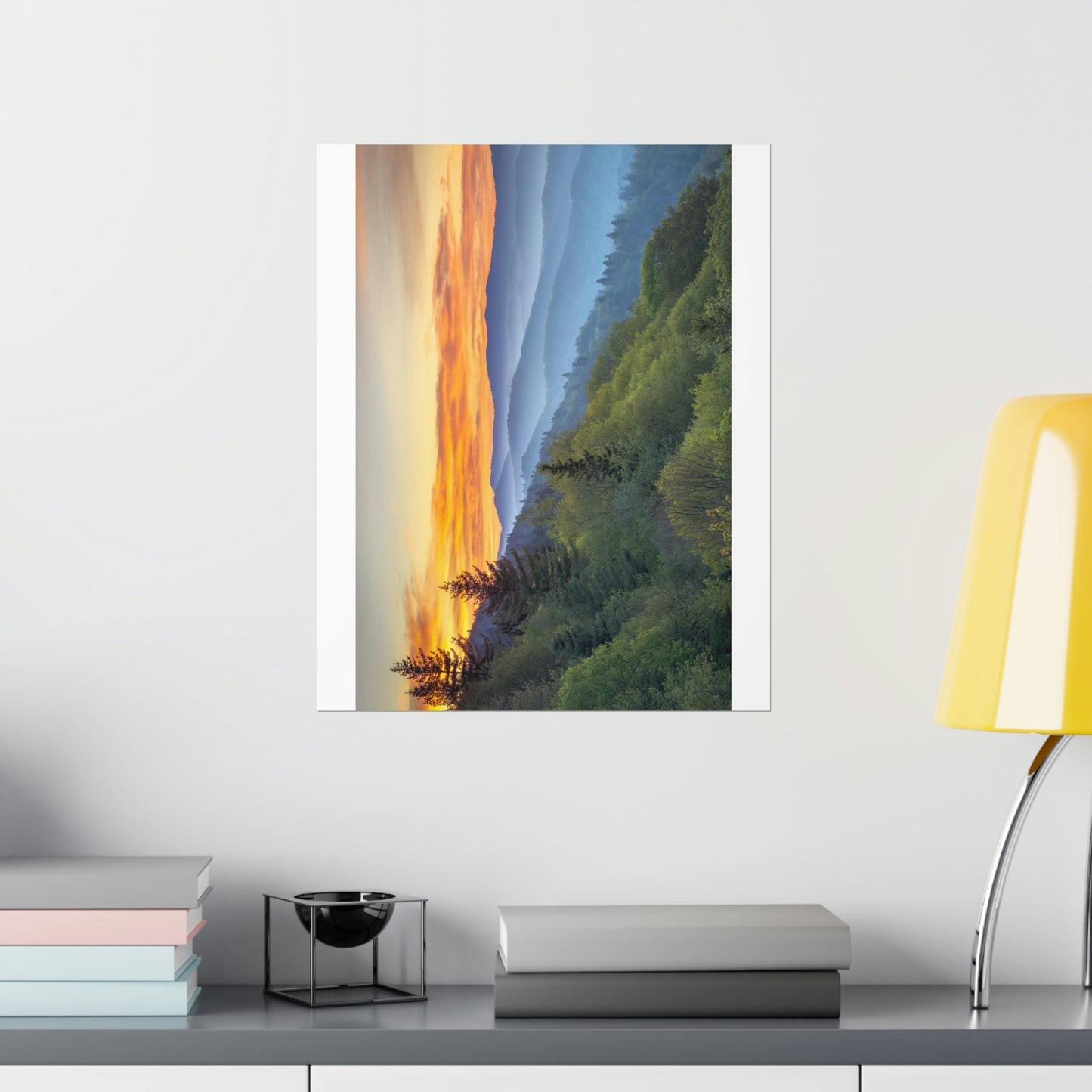 Premium Matte vertical posters - Scenic Sunrise Landscape at Oconaluftee Overlook in Smoky Mountain National Park in Summer in Mountain National Park (SMNP) USA - Green Forest Home