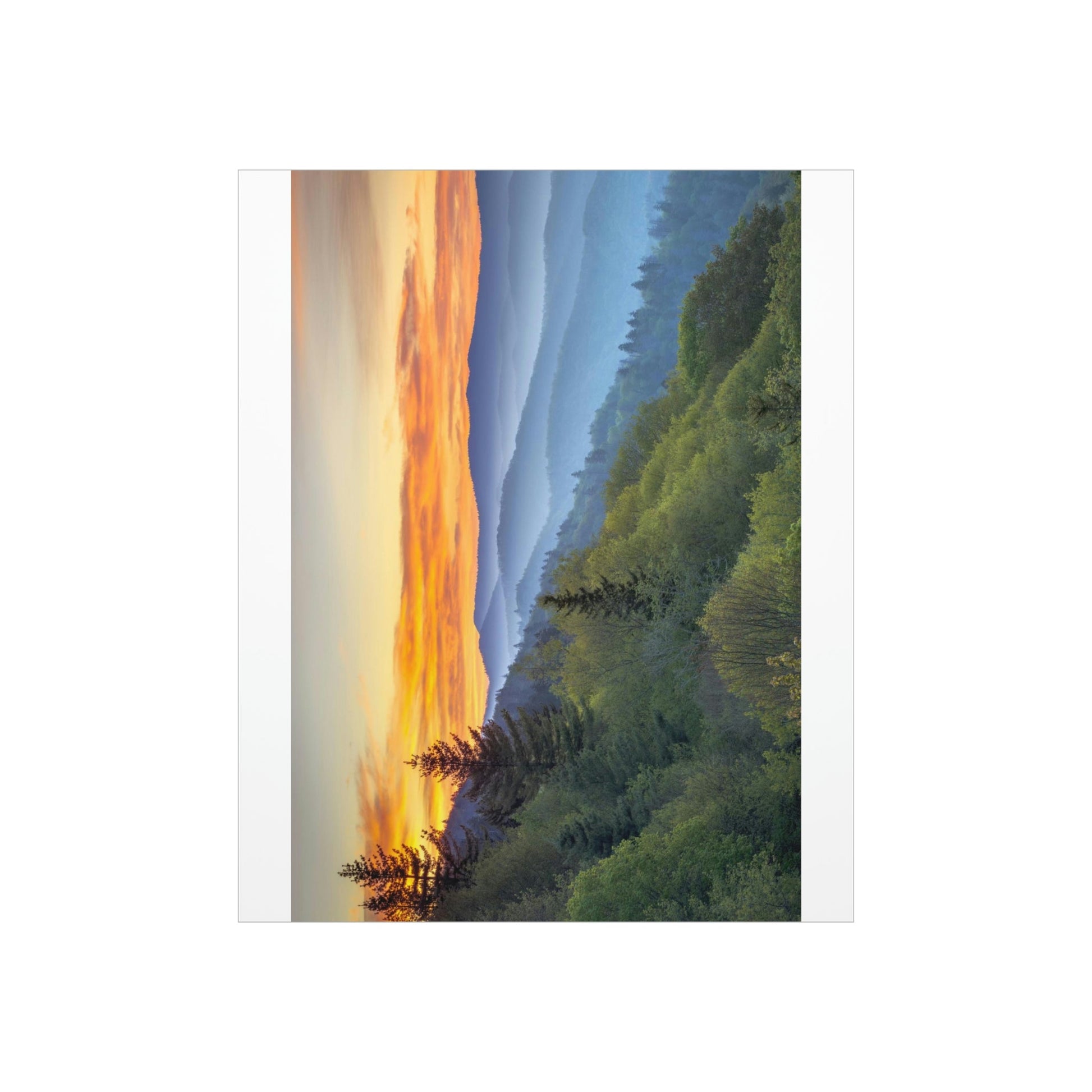 Premium Matte vertical posters - Scenic Sunrise Landscape at Oconaluftee Overlook in Smoky Mountain National Park in Summer in Mountain National Park (SMNP) USA - Green Forest Home