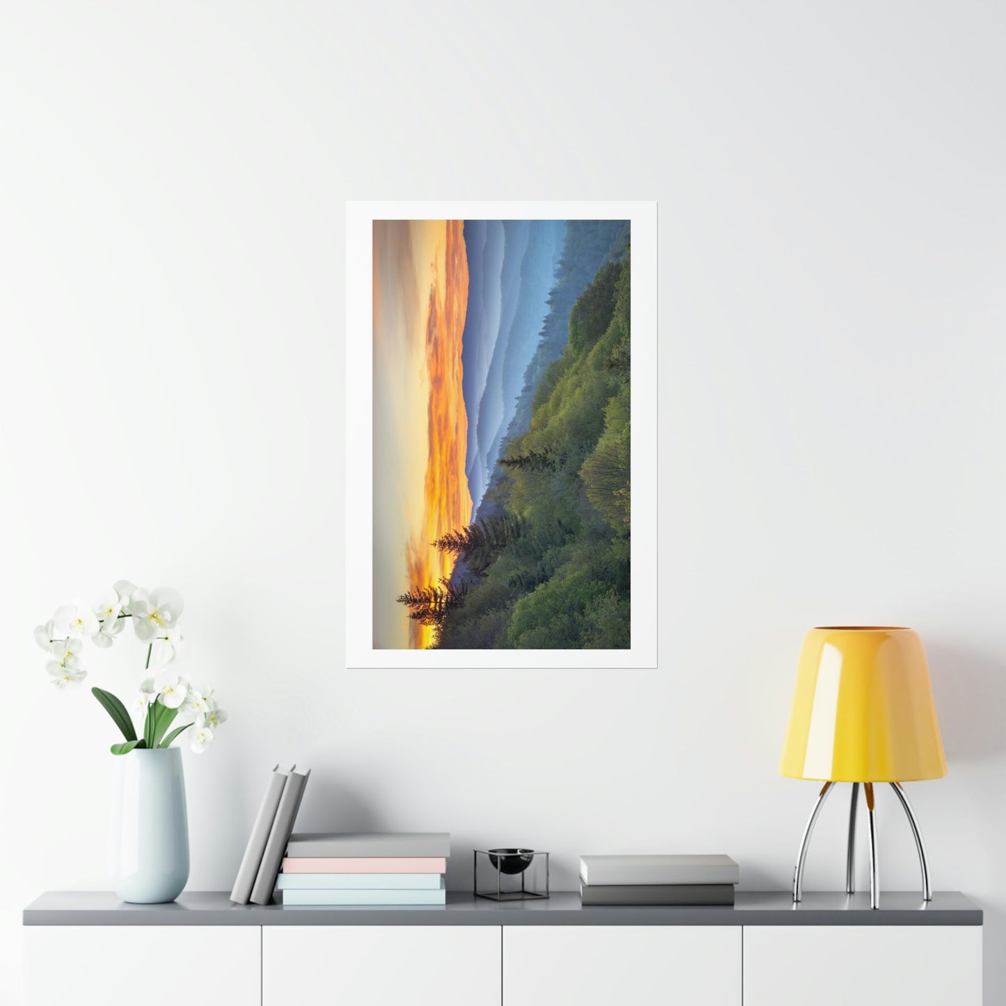 Premium Matte vertical posters - Scenic Sunrise Landscape at Oconaluftee Overlook in Smoky Mountain National Park in Summer in Mountain National Park (SMNP) USA - Green Forest Home