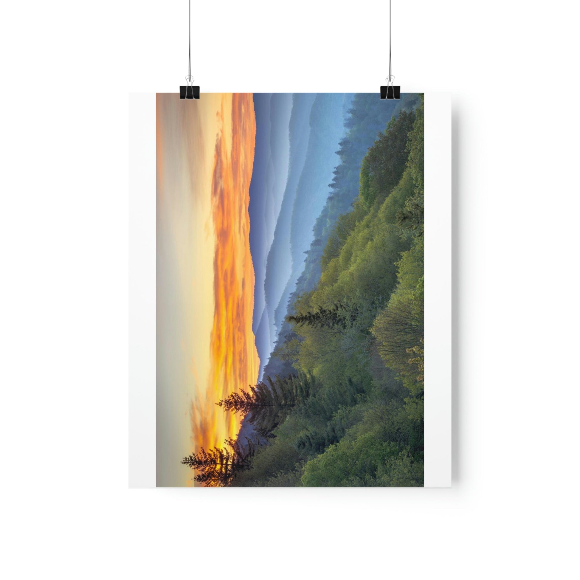 Premium Matte vertical posters - Scenic Sunrise Landscape at Oconaluftee Overlook in Smoky Mountain National Park in Summer in Mountain National Park (SMNP) USA - Green Forest Home