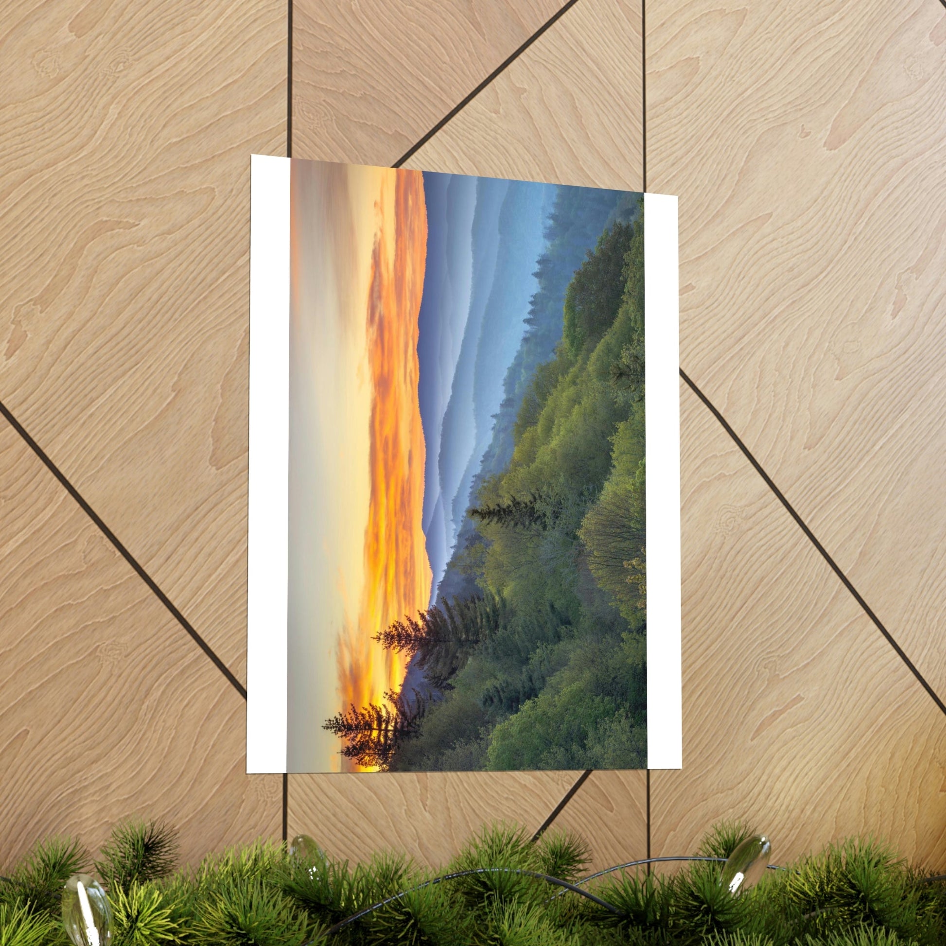 Premium Matte vertical posters - Scenic Sunrise Landscape at Oconaluftee Overlook in Smoky Mountain National Park in Summer in Mountain National Park (SMNP) USA - Green Forest Home