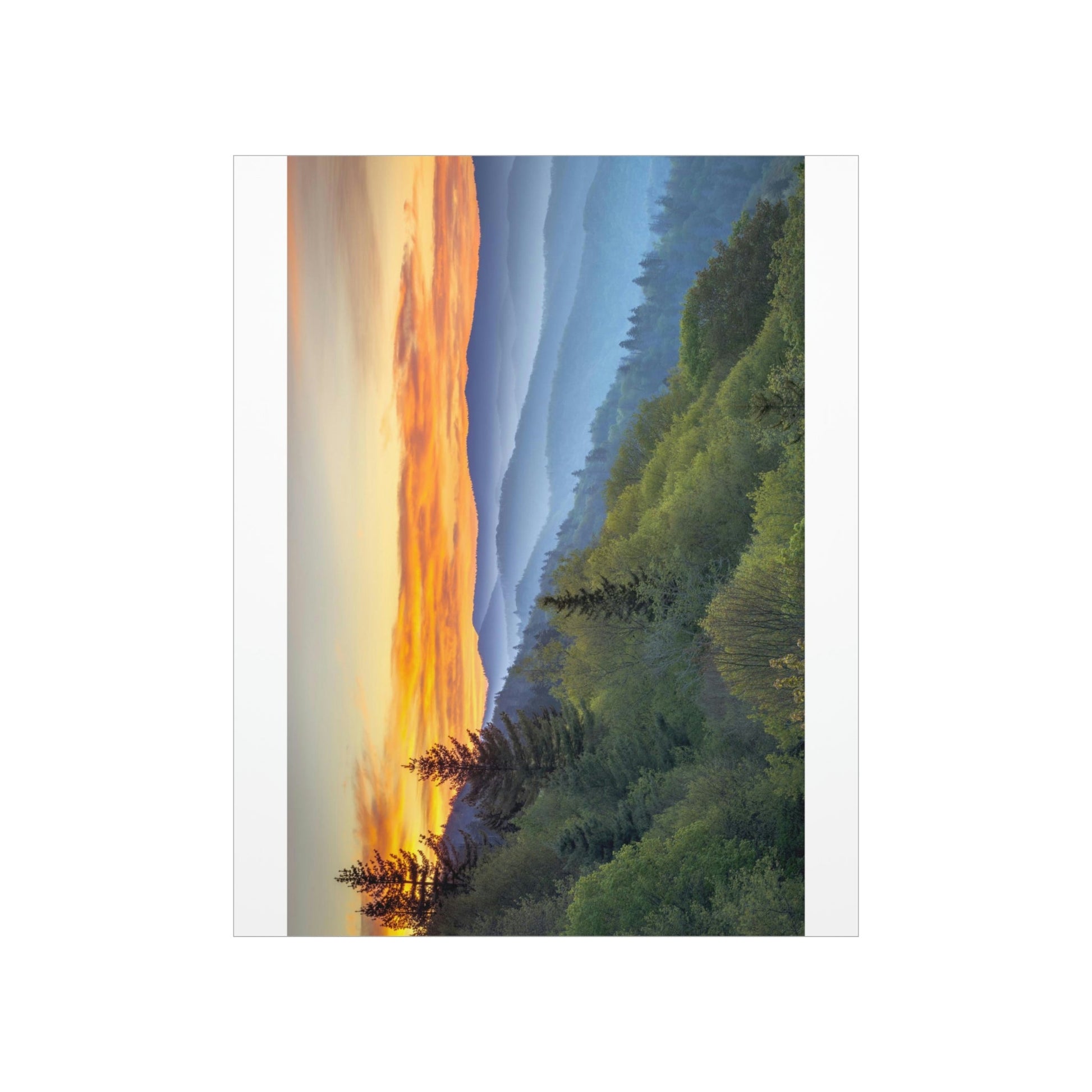 Premium Matte vertical posters - Scenic Sunrise Landscape at Oconaluftee Overlook in Smoky Mountain National Park in Summer in Mountain National Park (SMNP) USA - Green Forest Home