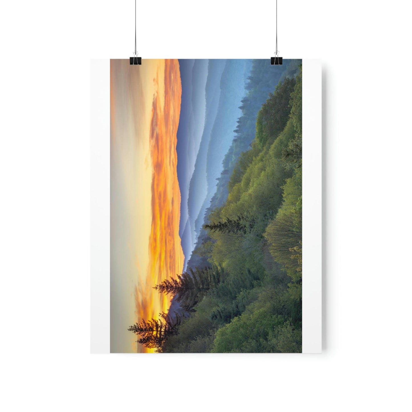 Premium Matte vertical posters - Scenic Sunrise Landscape at Oconaluftee Overlook in Smoky Mountain National Park in Summer in Mountain National Park (SMNP) USA - Green Forest Home