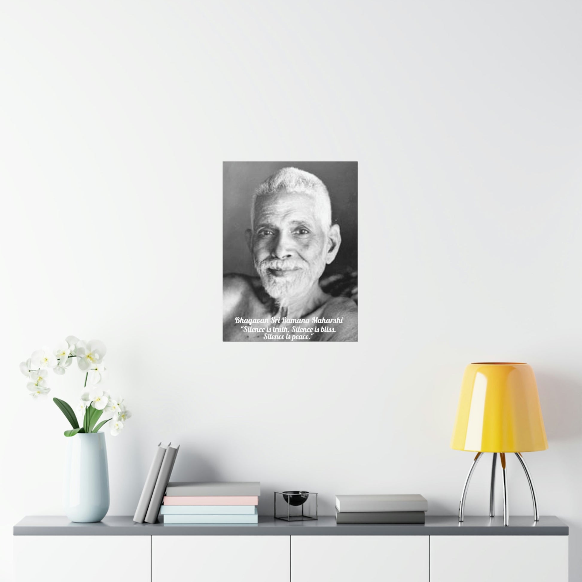 Premium Matte vertical posters - US MADE - Bhagavan Sri Ramana Maharshi - Indian Sage - "Silence is truth. Silence is bliss. Silence is peace." - Green Forest Home