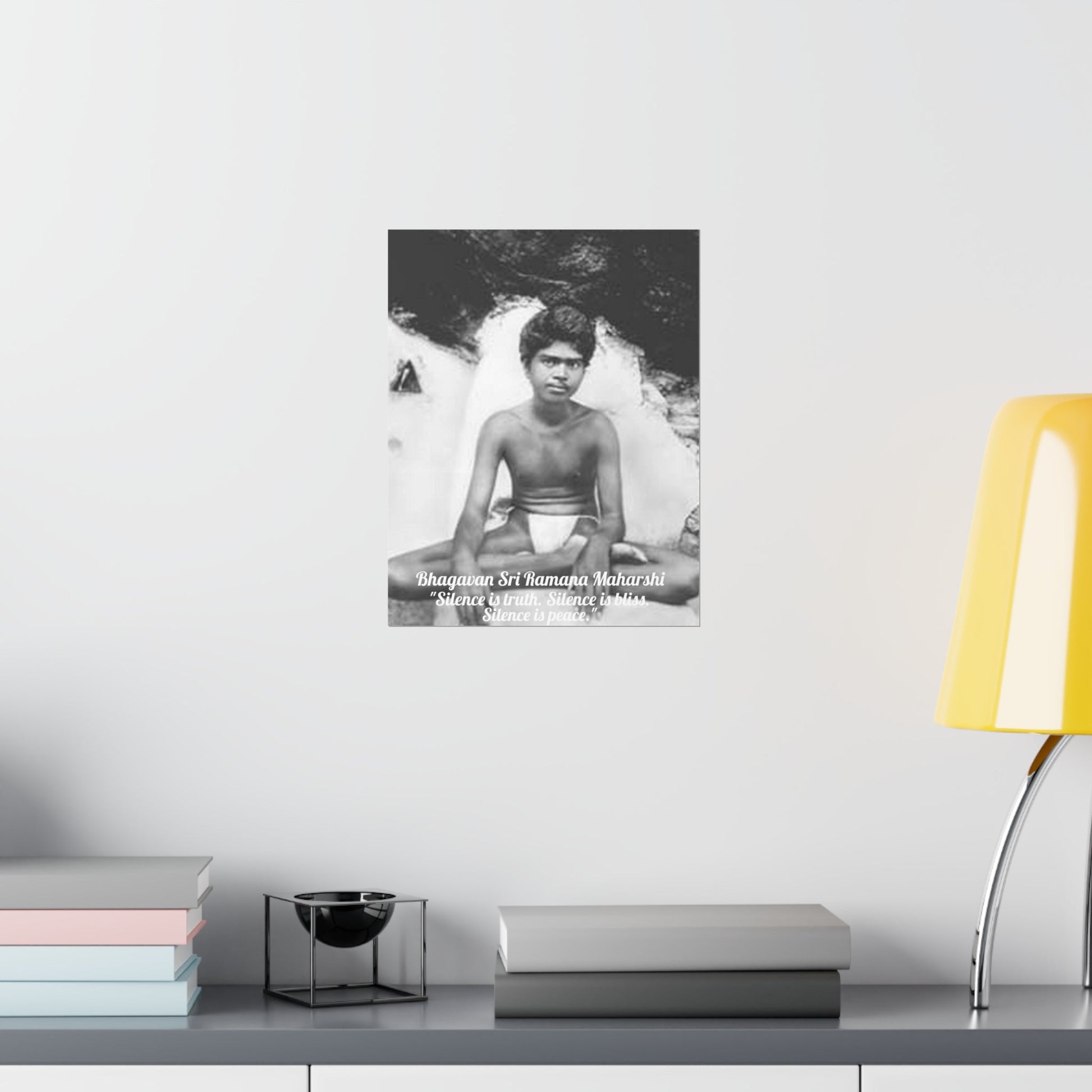 Premium Matte vertical posters - US MADE - Young Bhagavan Sri Ramana Maharshi - Indian Sage - "Silence is truth. Silence is bliss. Silence is peace." - Green Forest Home