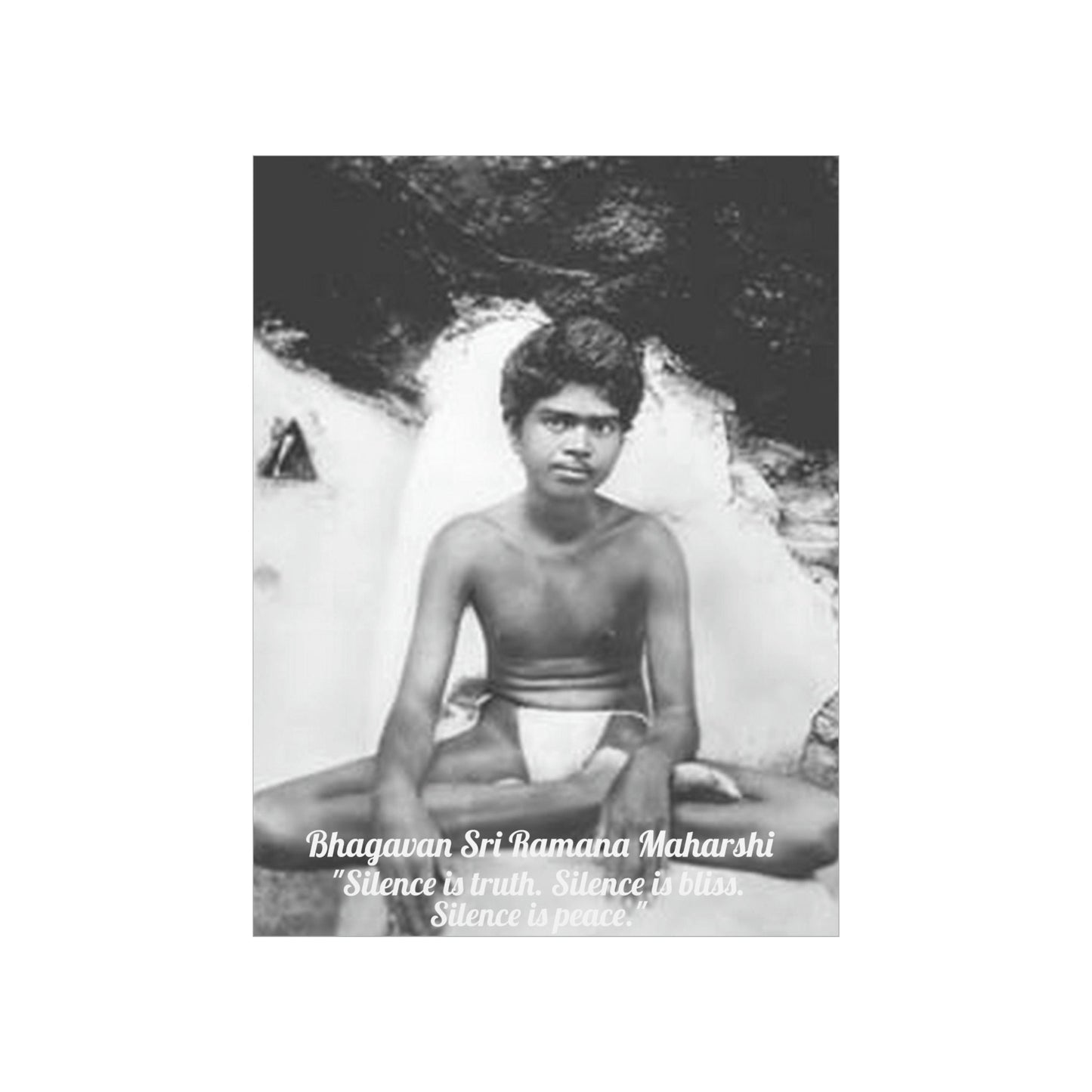 Premium Matte vertical posters - US MADE - Young Bhagavan Sri Ramana Maharshi - Indian Sage - "Silence is truth. Silence is bliss. Silence is peace." - Green Forest Home