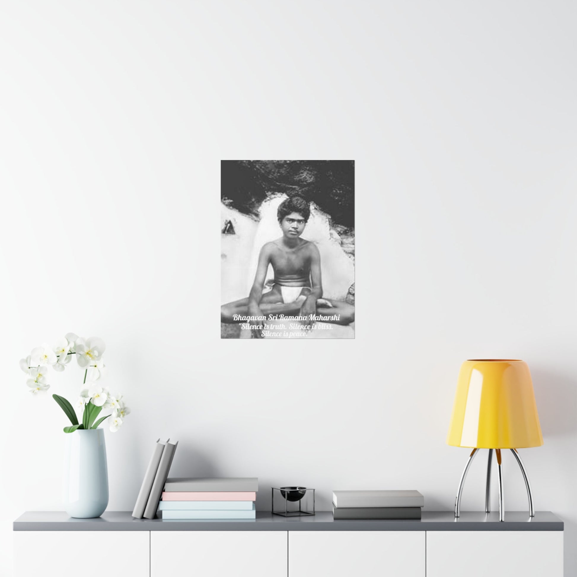 Premium Matte vertical posters - US MADE - Young Bhagavan Sri Ramana Maharshi - Indian Sage - "Silence is truth. Silence is bliss. Silence is peace." - Green Forest Home