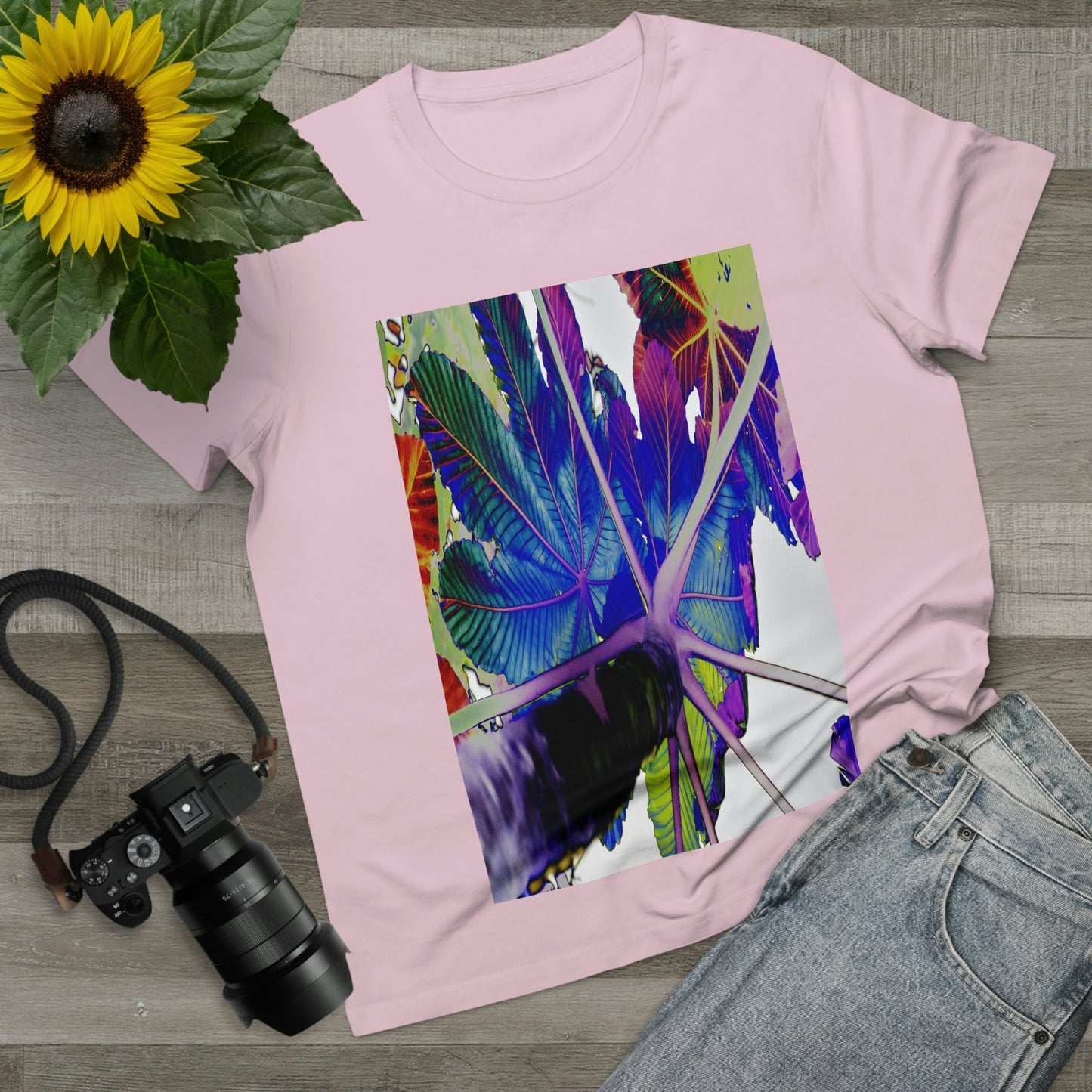 Printed in AUSTRALIA - Women’s Maple Tee - Yagrumo Tree leaf - El Yunque rainforest - Alien Vision 👽 - Green Forest Home