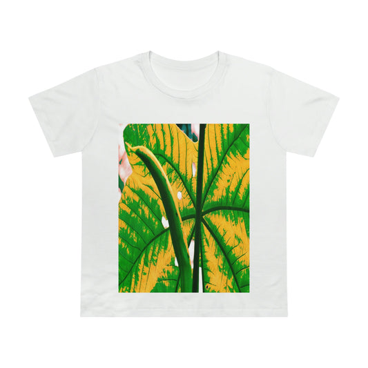 Printed in AUSTRALIA - Women’s Maple Tee - Yagrumo Tree leaf - El Yunque rainforest - Alien Vision 👽 - Green Forest Home