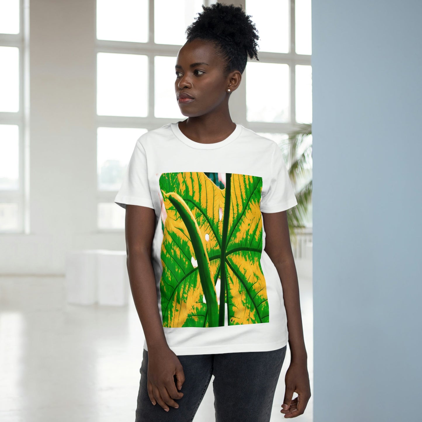 Printed in AUSTRALIA - Women’s Maple Tee - Yagrumo Tree leaf - El Yunque rainforest - Alien Vision 👽 - Green Forest Home