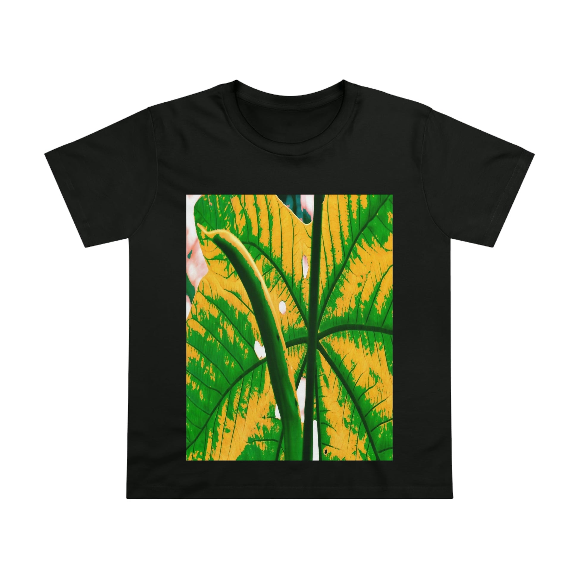 Printed in AUSTRALIA - Women’s Maple Tee - Yagrumo Tree leaf - El Yunque rainforest - Alien Vision 👽 - Green Forest Home