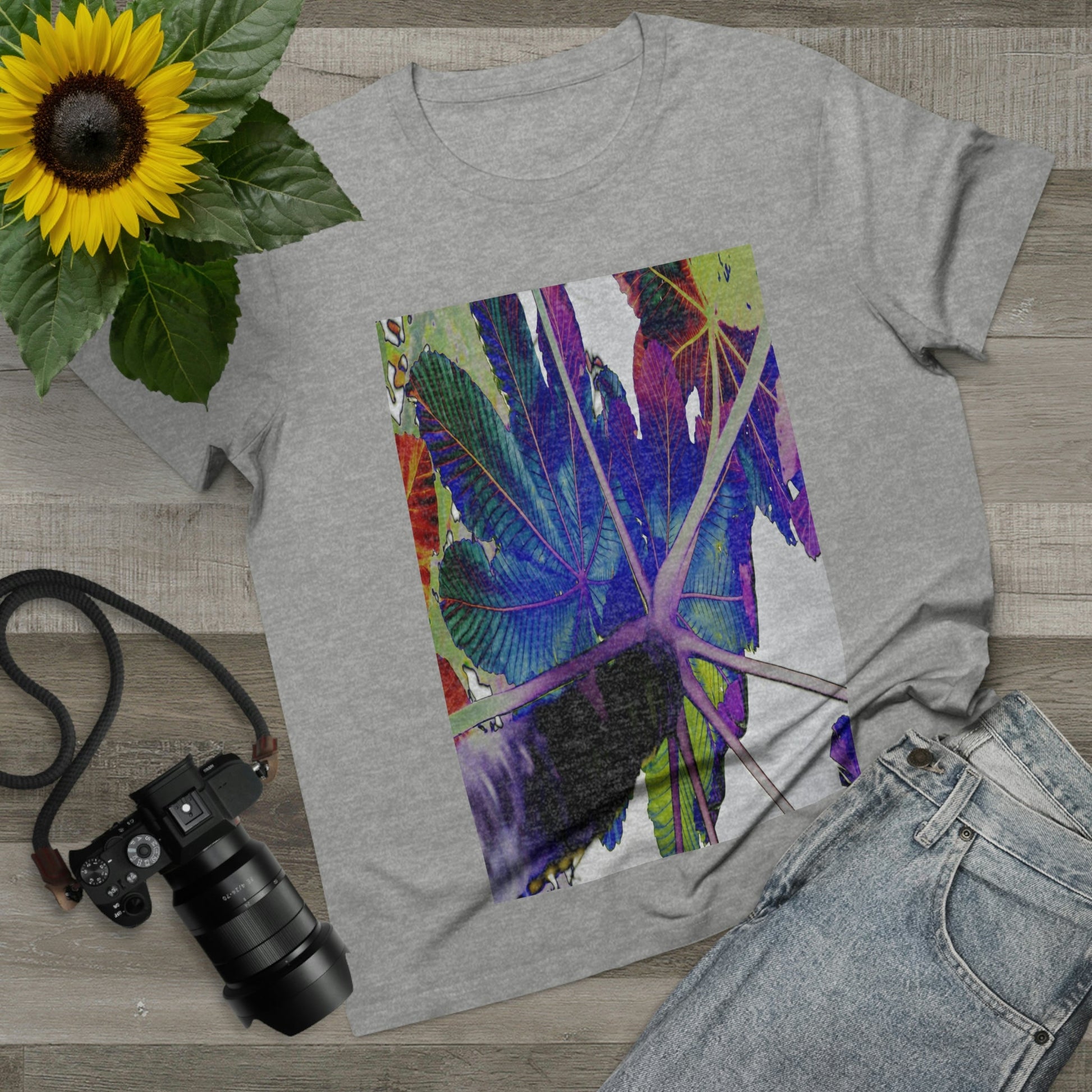 Printed in AUSTRALIA - Women’s Maple Tee - Yagrumo Tree leaf - El Yunque rainforest - Alien Vision 👽 - Green Forest Home