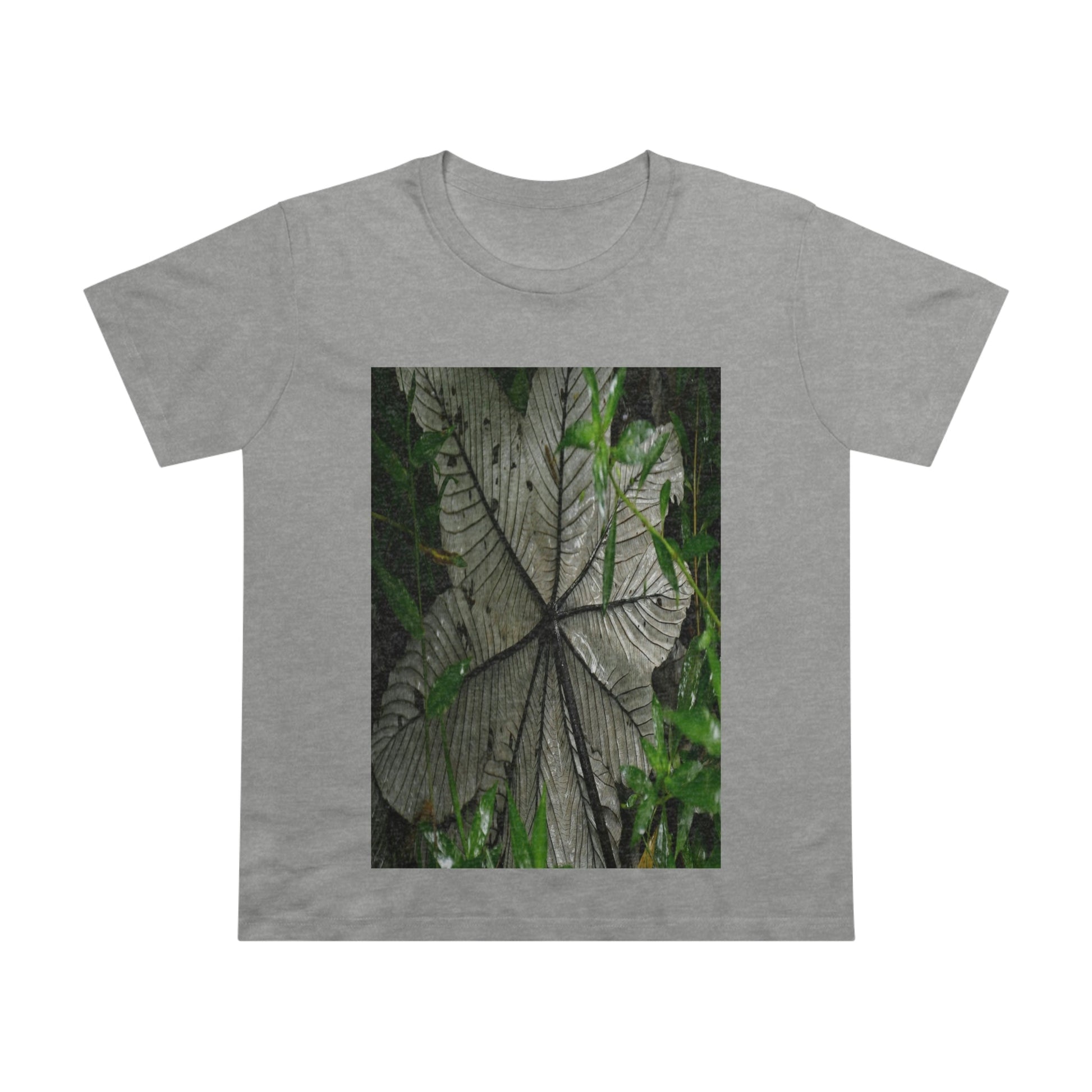 Printed in AUSTRALIA - Women’s Maple Tee - Yagrumo Tree leaf - El Yunque rainforest - HumanVision 👩‍🦰 - Green Forest Home