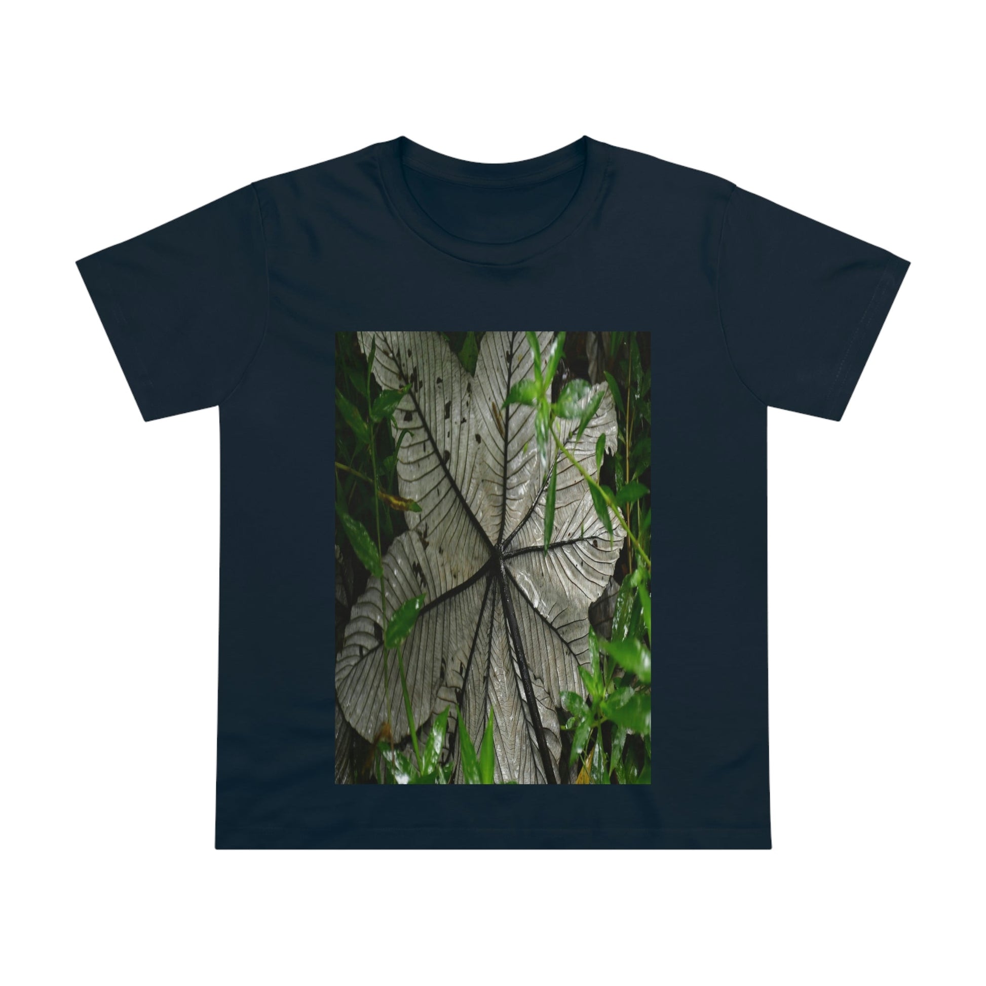 Printed in AUSTRALIA - Women’s Maple Tee - Yagrumo Tree leaf - El Yunque rainforest - HumanVision 👩‍🦰 - Green Forest Home