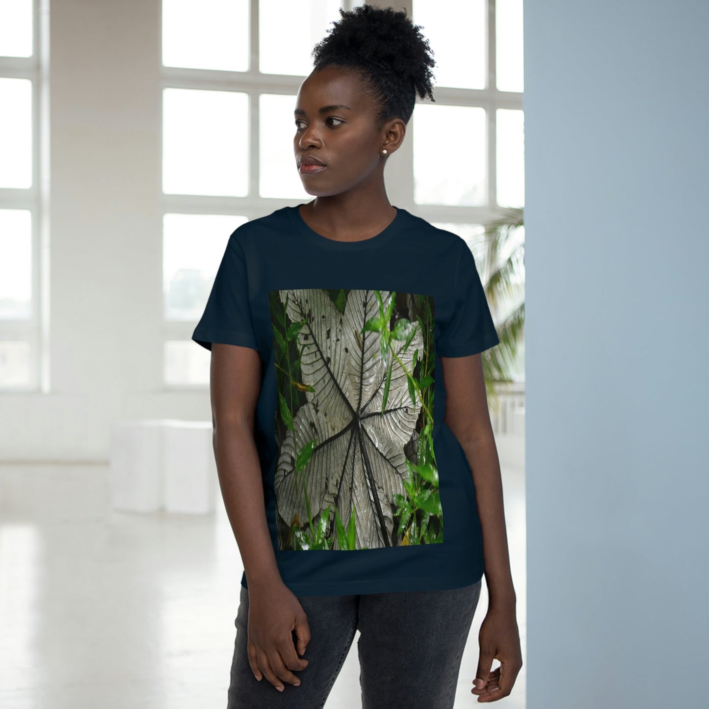 Printed in AUSTRALIA - Women’s Maple Tee - Yagrumo Tree leaf - El Yunque rainforest - HumanVision 👩‍🦰 - Green Forest Home