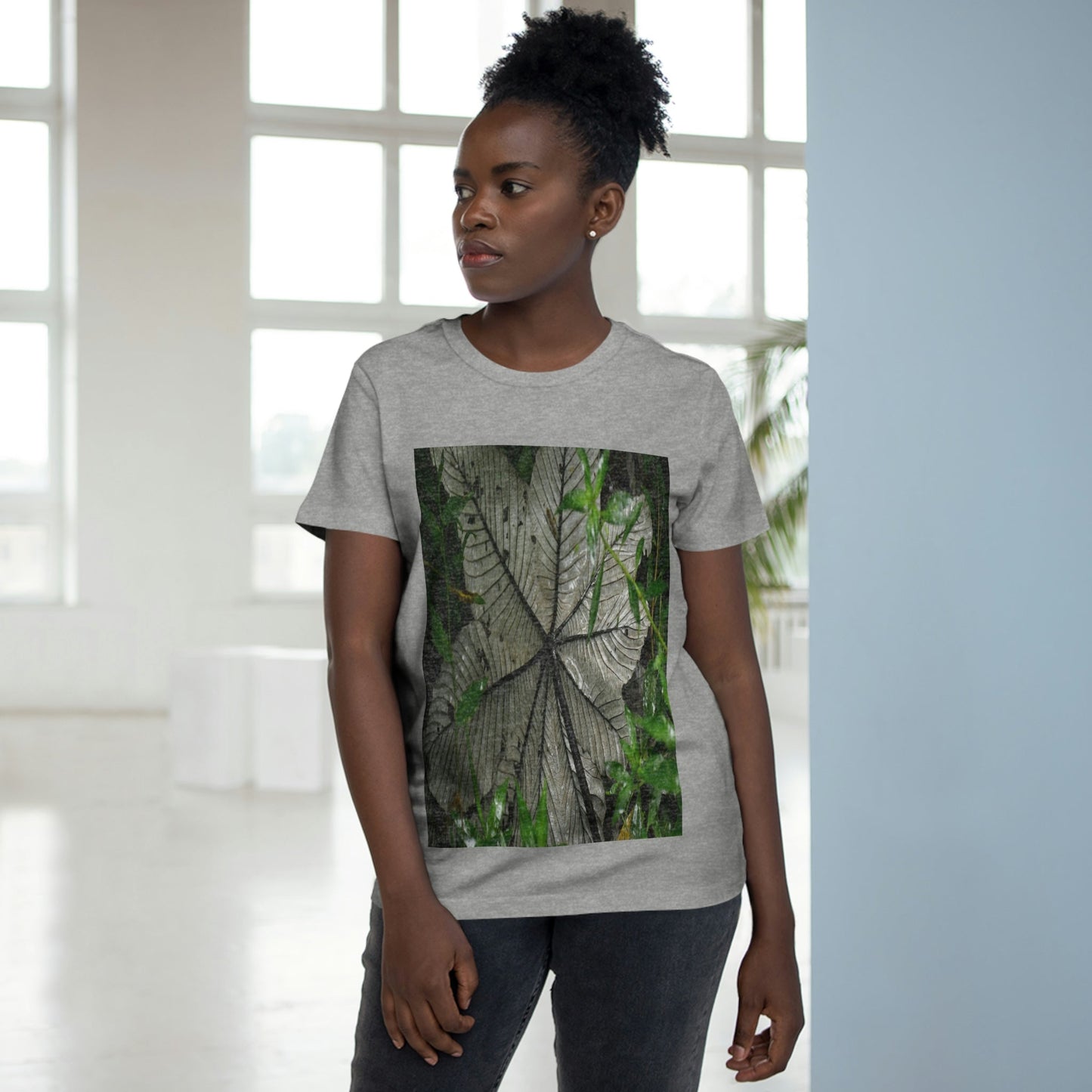 Printed in AUSTRALIA - Women’s Maple Tee - Yagrumo Tree leaf - El Yunque rainforest - HumanVision 👩‍🦰 - Green Forest Home