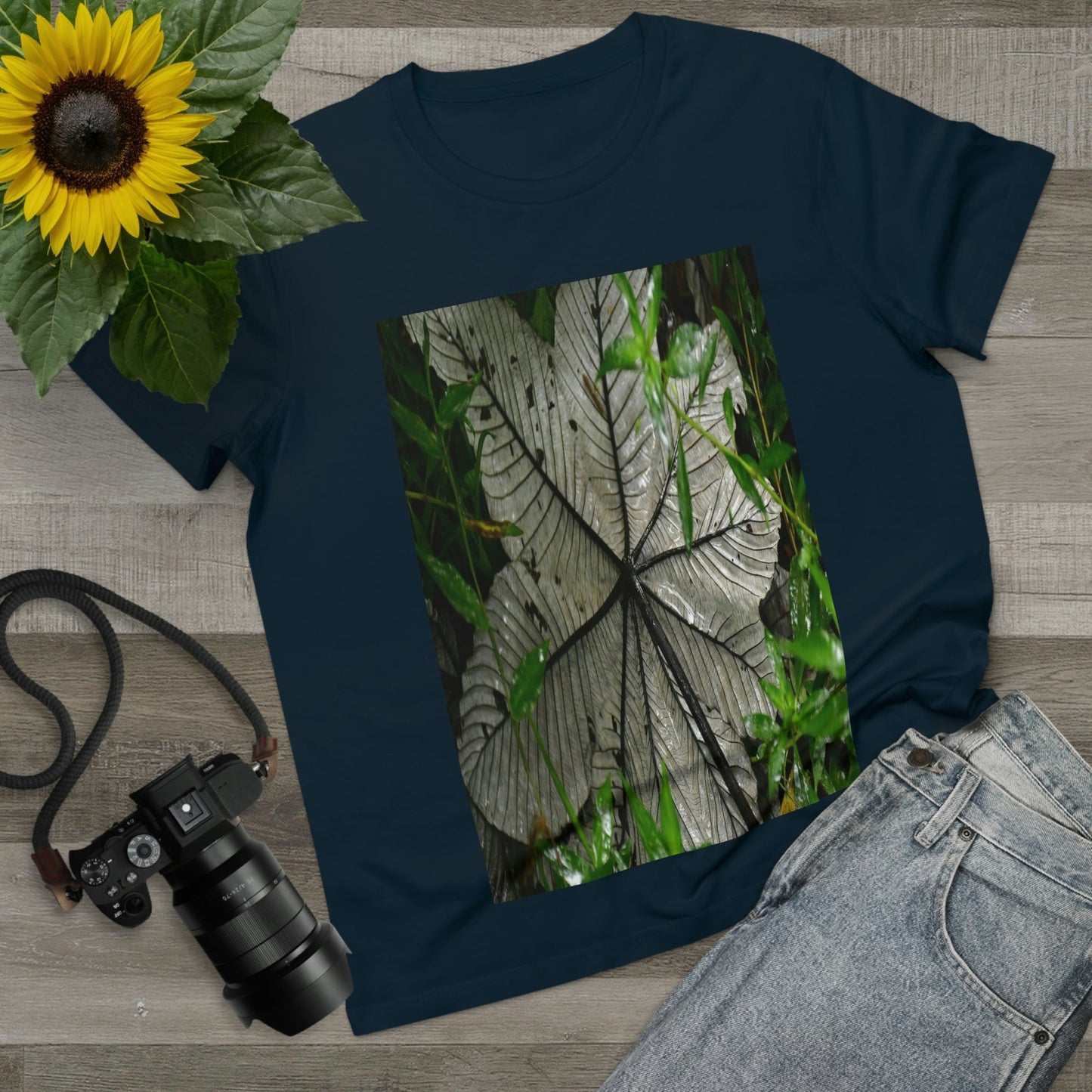 Printed in AUSTRALIA - Women’s Maple Tee - Yagrumo Tree leaf - El Yunque rainforest - HumanVision 👩‍🦰 - Green Forest Home