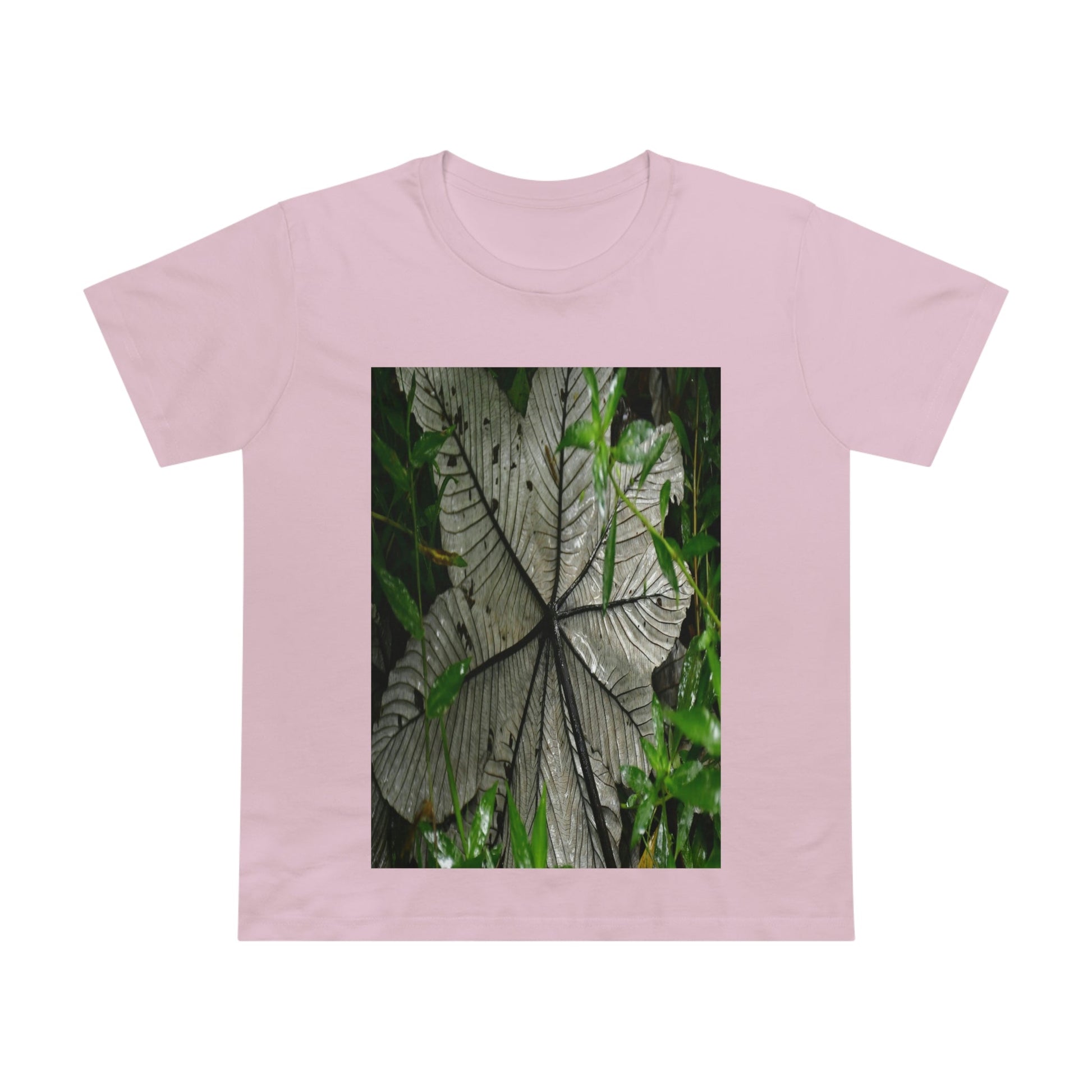 Printed in AUSTRALIA - Women’s Maple Tee - Yagrumo Tree leaf - El Yunque rainforest - HumanVision 👩‍🦰 - Green Forest Home