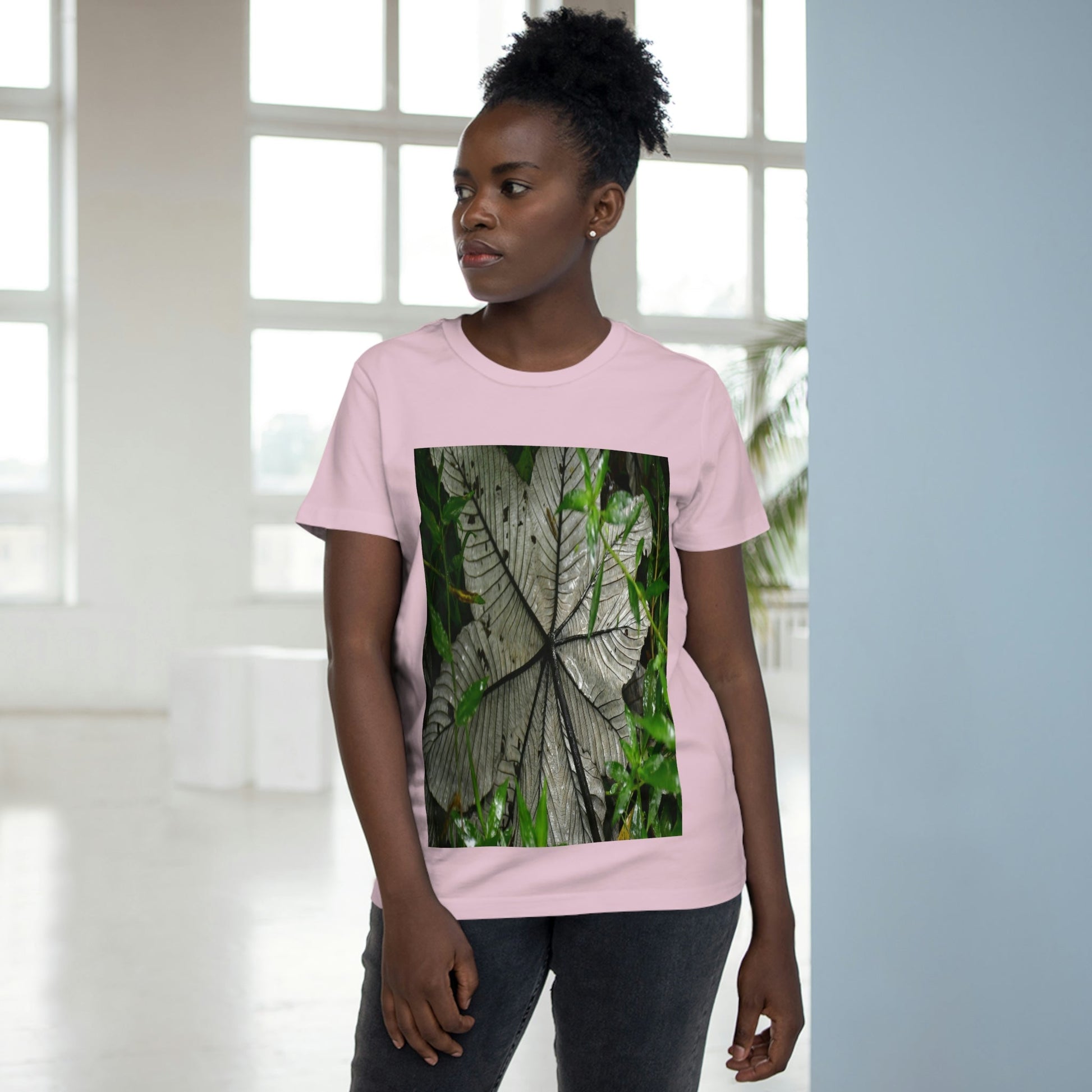 Printed in AUSTRALIA - Women’s Maple Tee - Yagrumo Tree leaf - El Yunque rainforest - HumanVision 👩‍🦰 - Green Forest Home