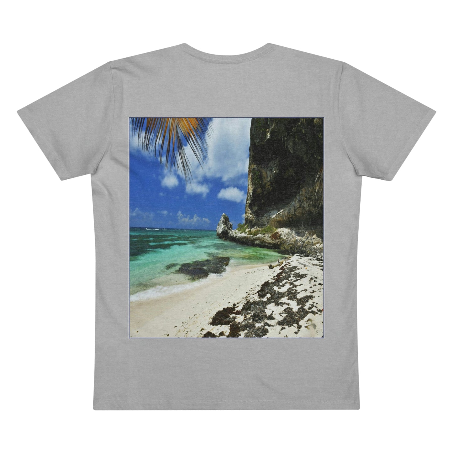 PRINTED in GERMANY for EU - Men’s Presenter V-neck - The remote ISOLATED paradise of Mona Island near Puerto Rico - Green Forest Home