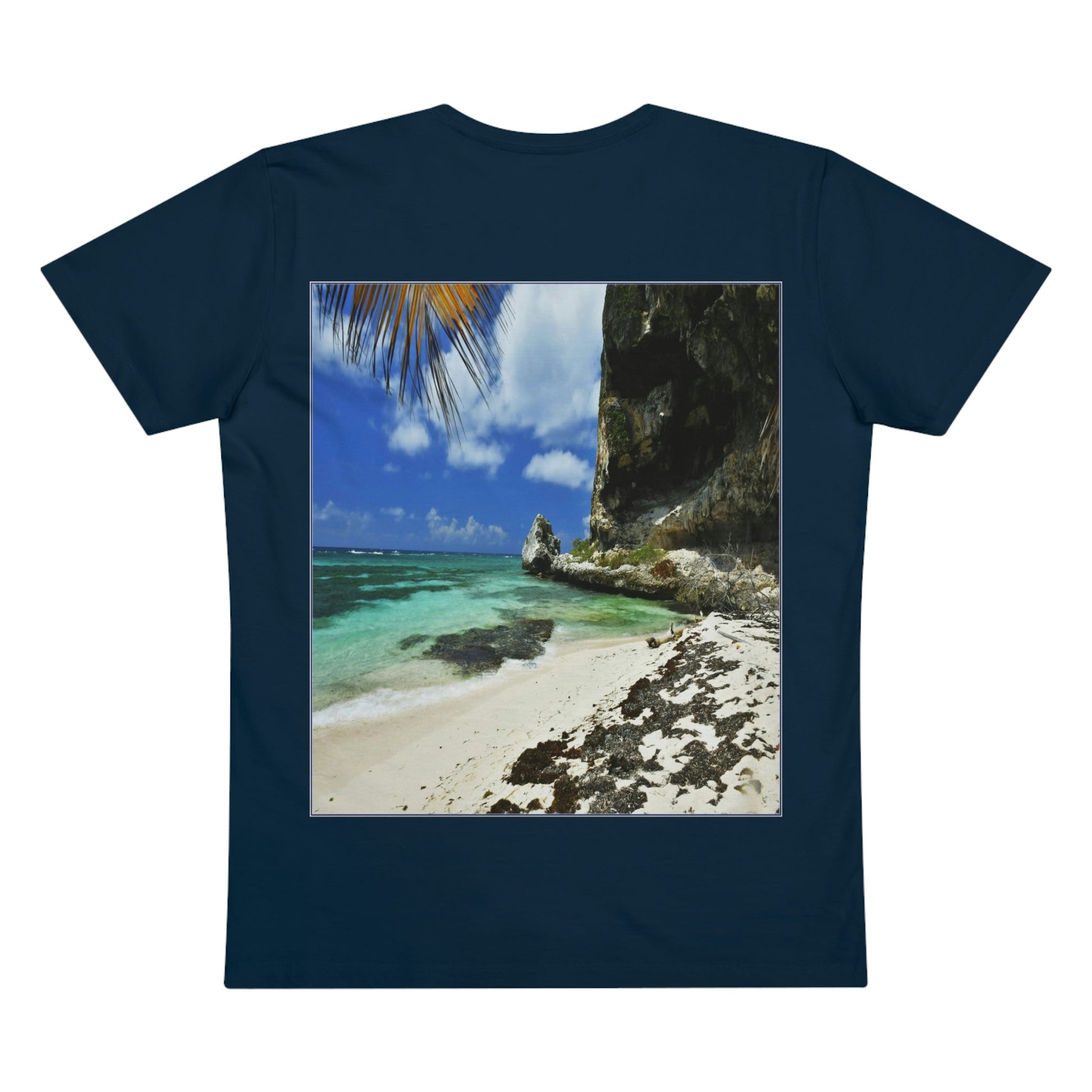 PRINTED in GERMANY for EU - Men’s Presenter V-neck - The remote ISOLATED paradise of Mona Island near Puerto Rico - Green Forest Home