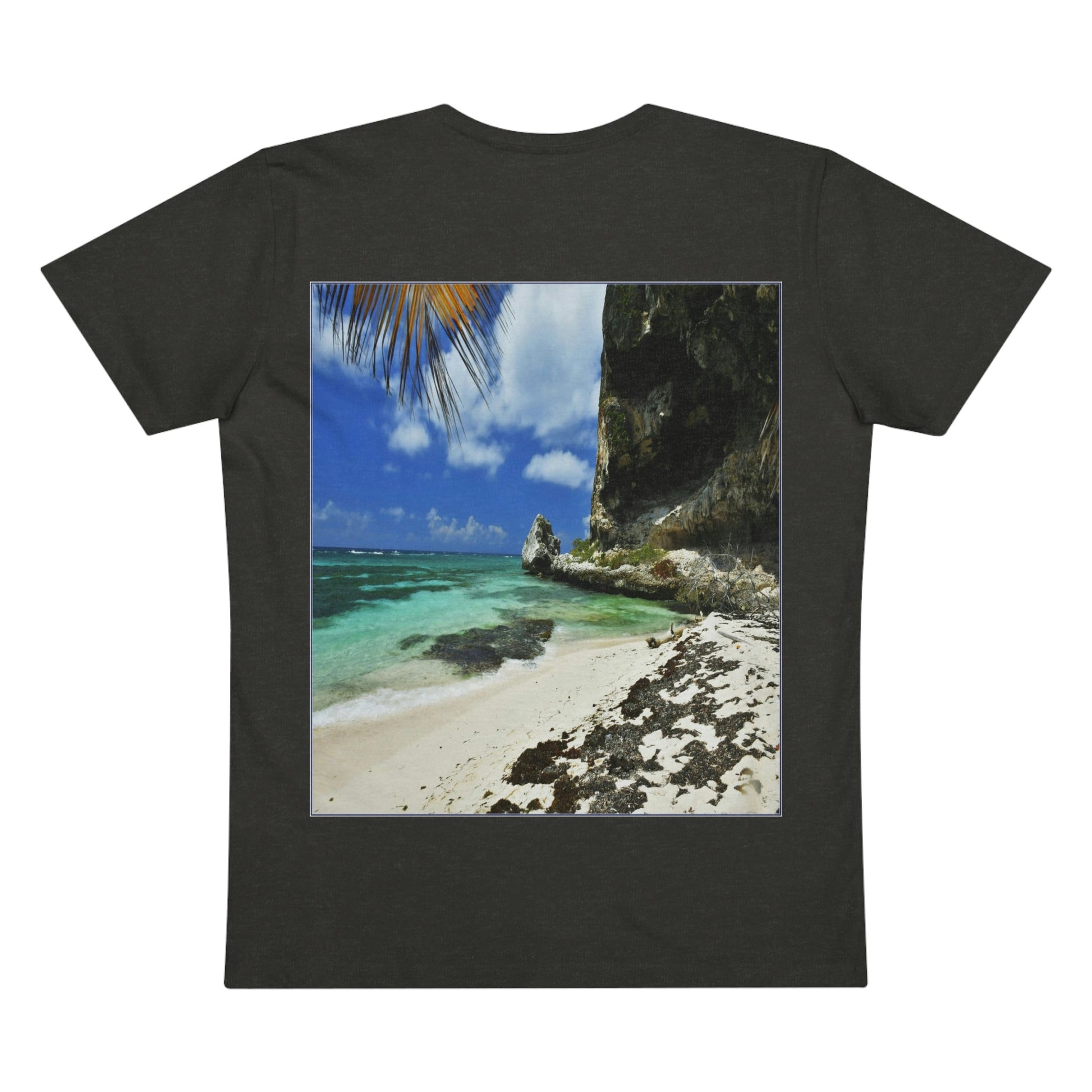 PRINTED in GERMANY for EU - Men’s Presenter V-neck - The remote ISOLATED paradise of Mona Island near Puerto Rico - Green Forest Home