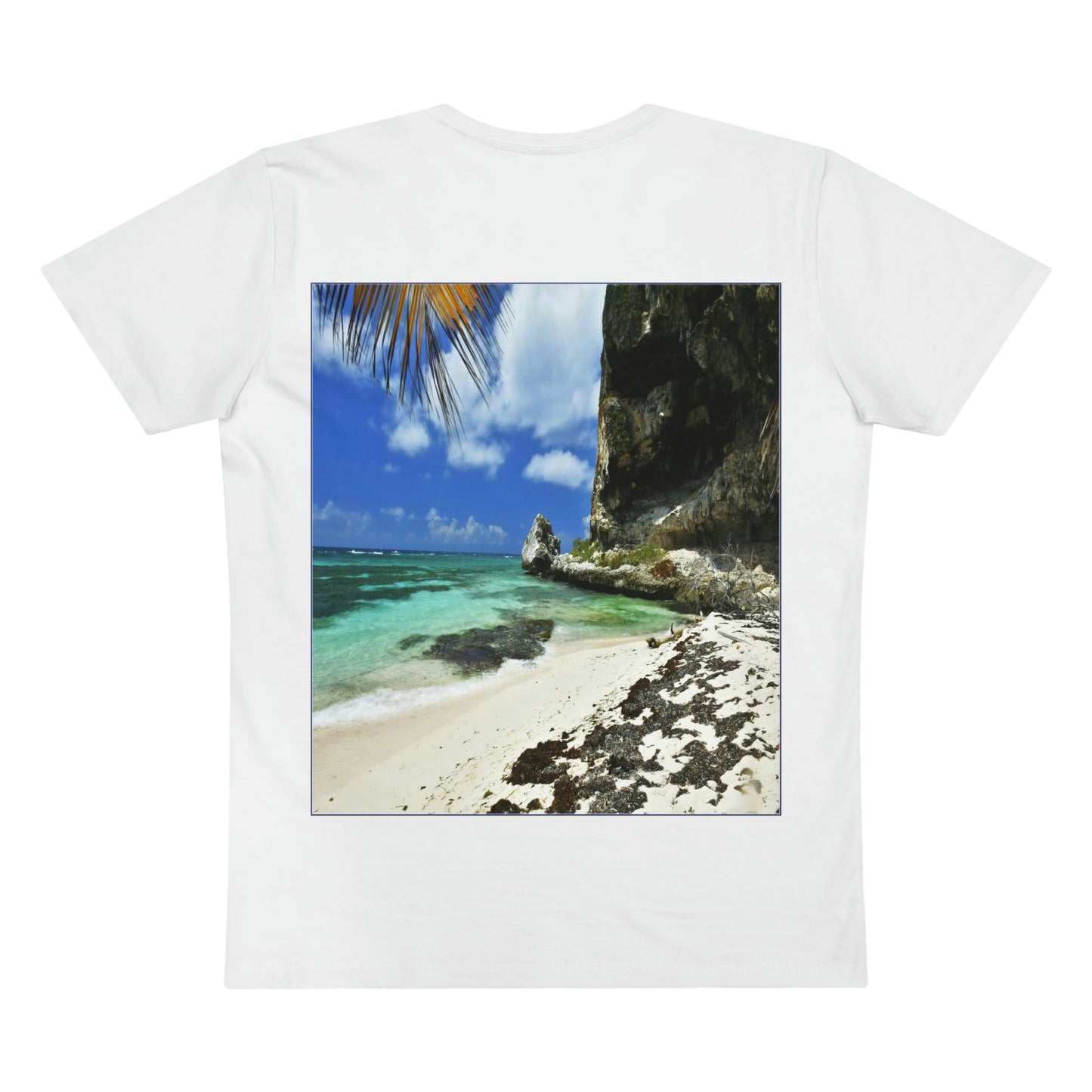 PRINTED in GERMANY for EU - Men’s Presenter V-neck - The remote ISOLATED paradise of Mona Island near Puerto Rico - Green Forest Home