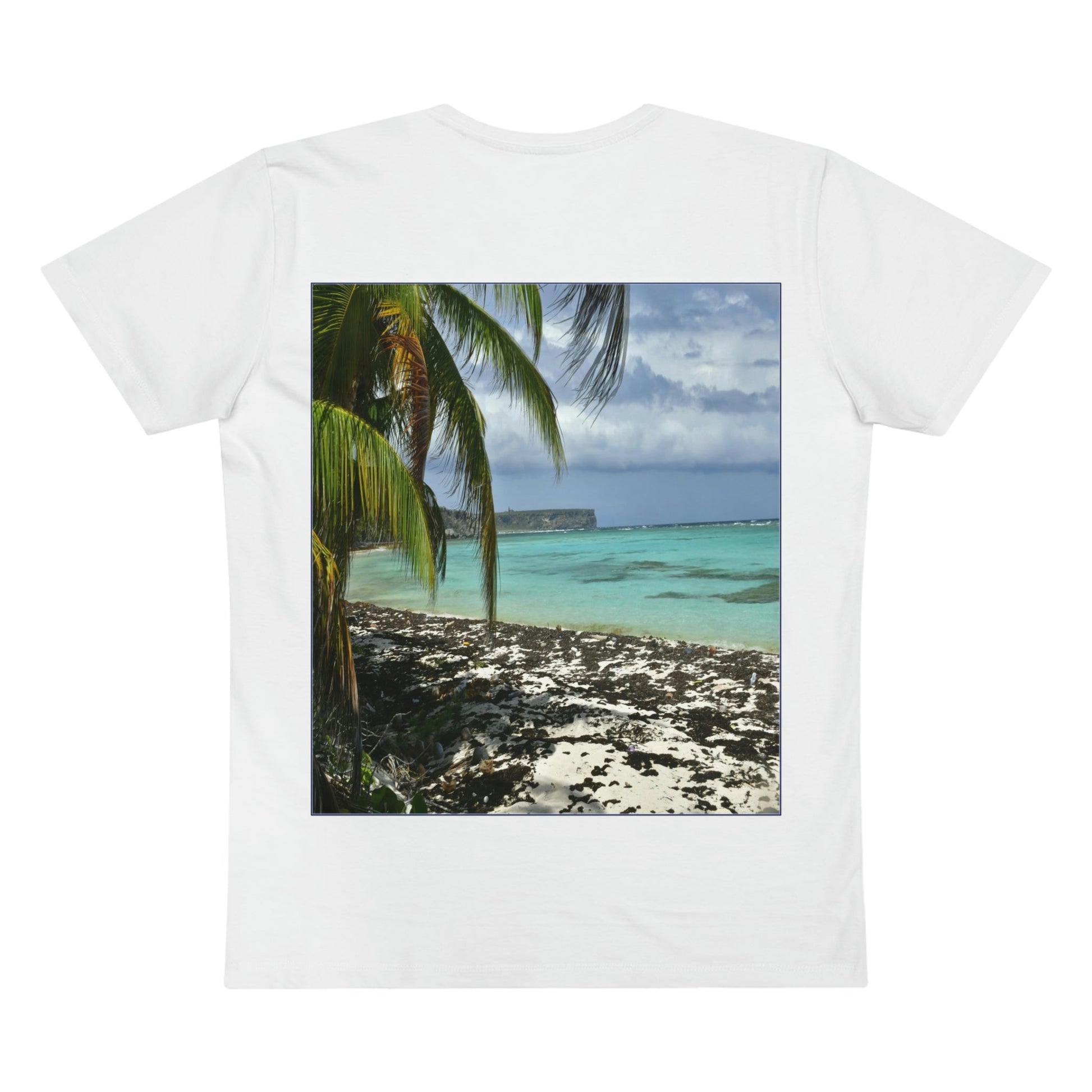 PRINTED in GERMANY for EU - Men’s Presenter V-neck - The remote ISOLATED paradise of Mona Island near Puerto Rico - Green Forest Home