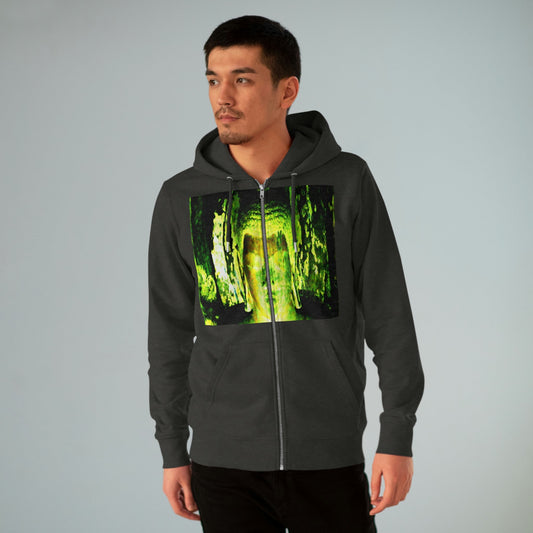 Printed in Germany - Men's Iconic Cultivator Zip Hoodie - 85% organic cotton & Heavy Fabric - eco-fashion - Buddha in Nirvana from Ajanta caves India and Thai Children Buddhis Monks - Green Forest Home